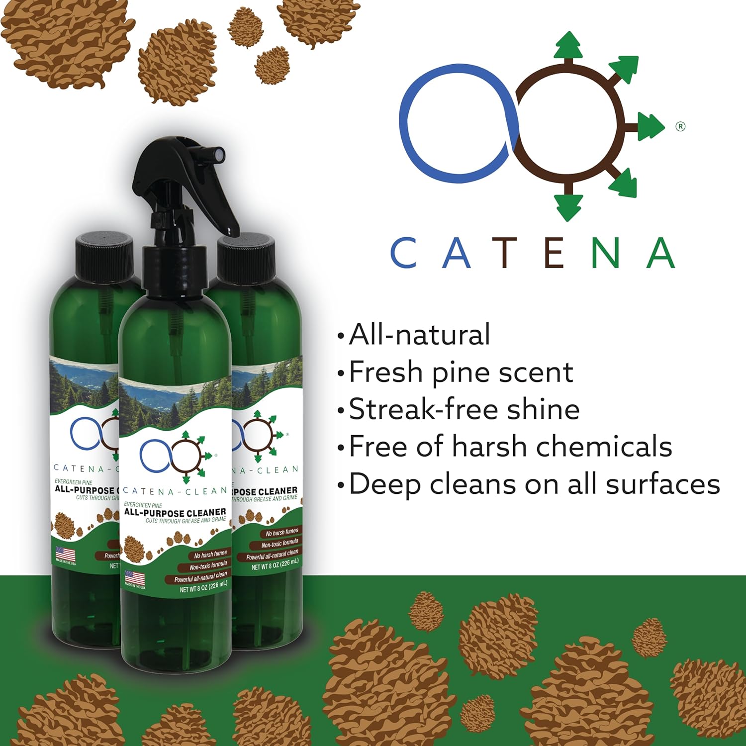 Catena Nano Natural Pine Bathroom Cleaner Pack of 3