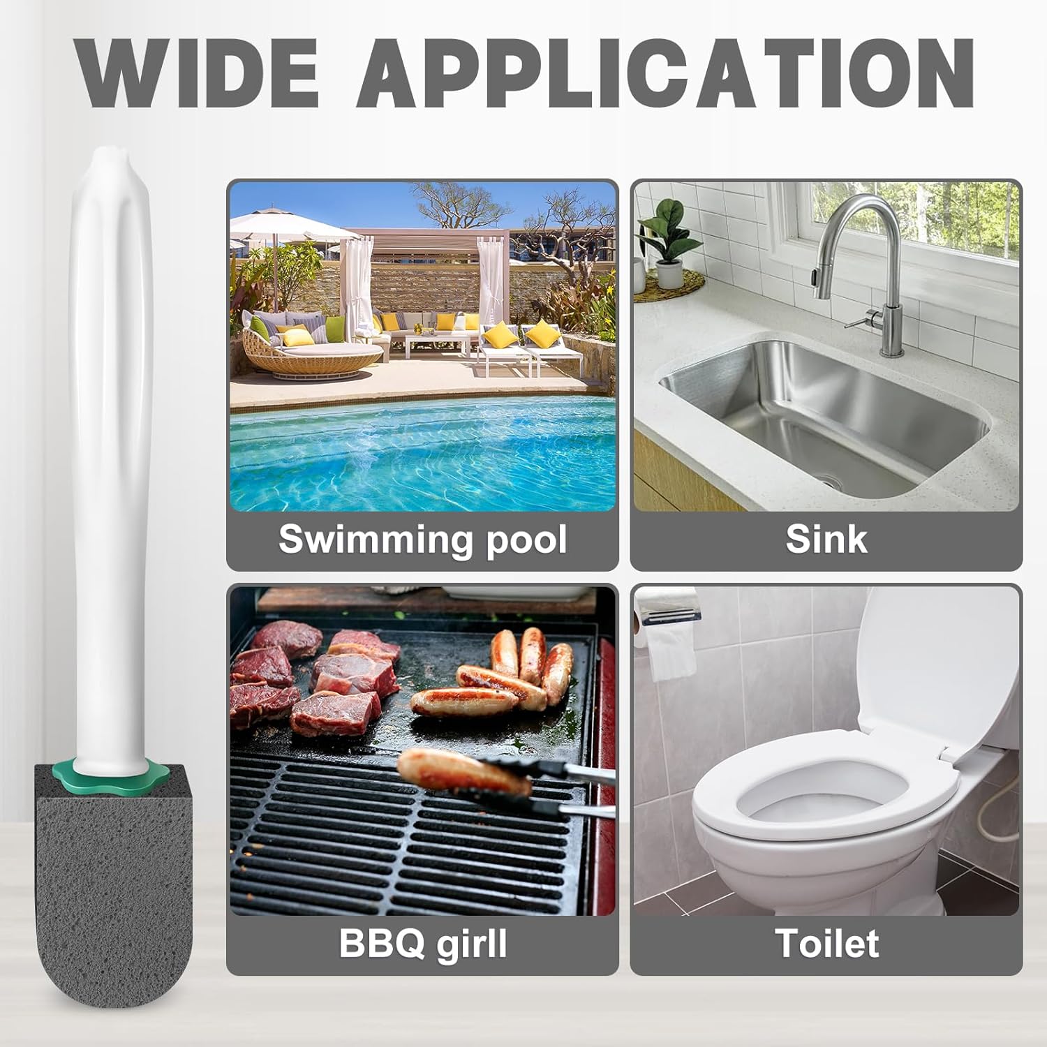 Xuelimei 12pcs Pumice Stone Set with 2pcs Long Handle Toilet Brush