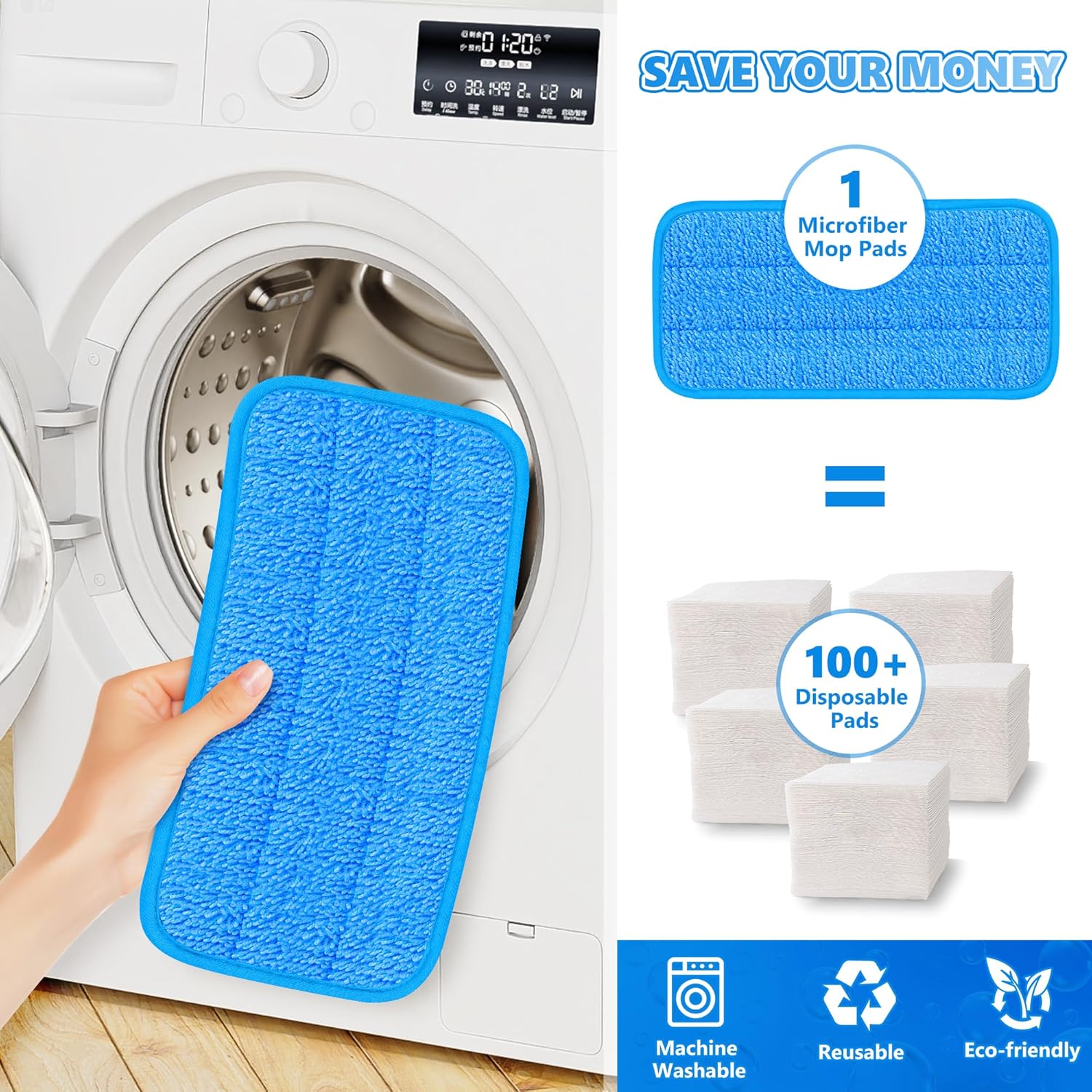 UMAYCOOL Micro Fiber Mop Pads 4 Pack for Swiffer Sweeper