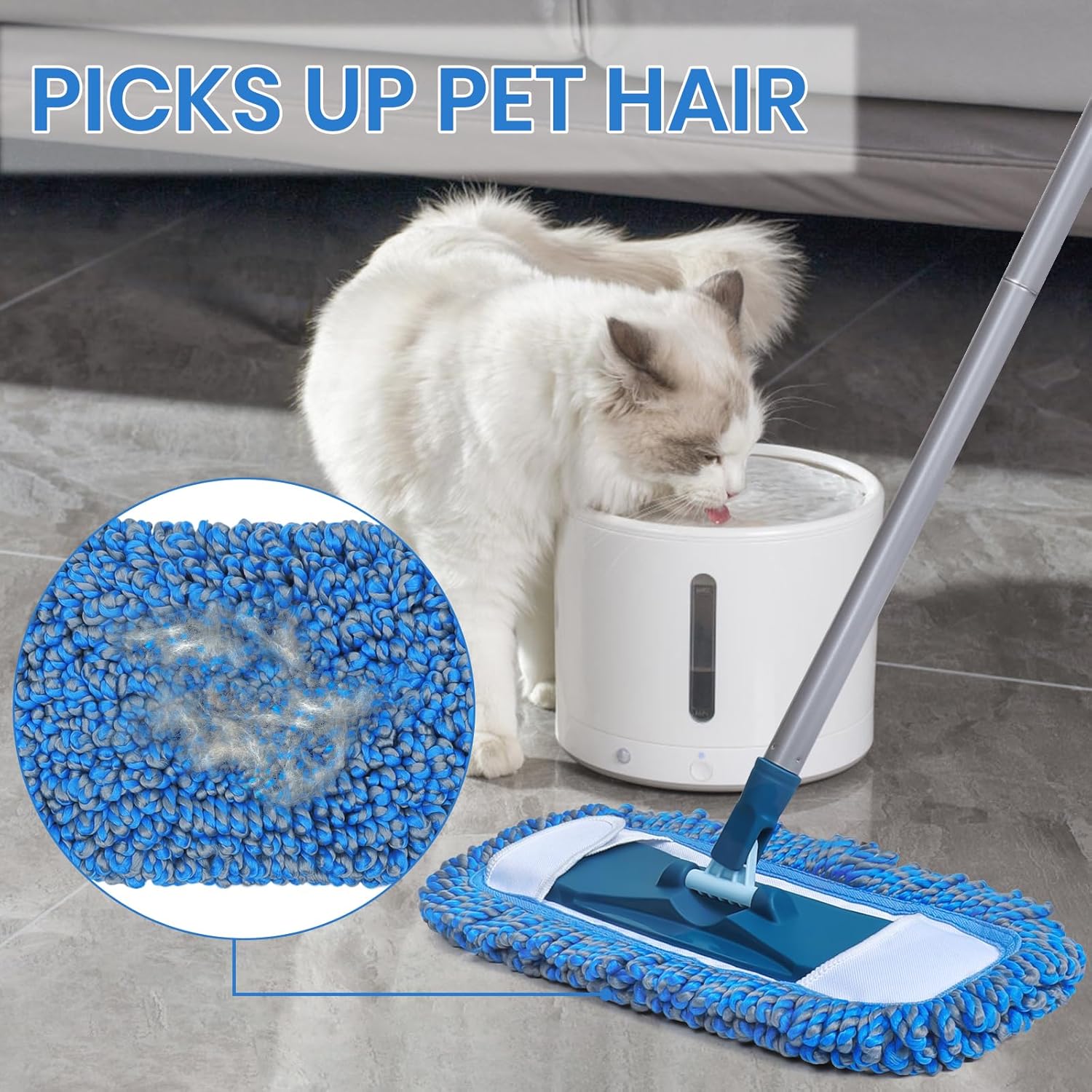 TrueYee 2 Pack Microfiber Mop Replacement Pads for Dry and Wet Cleaning