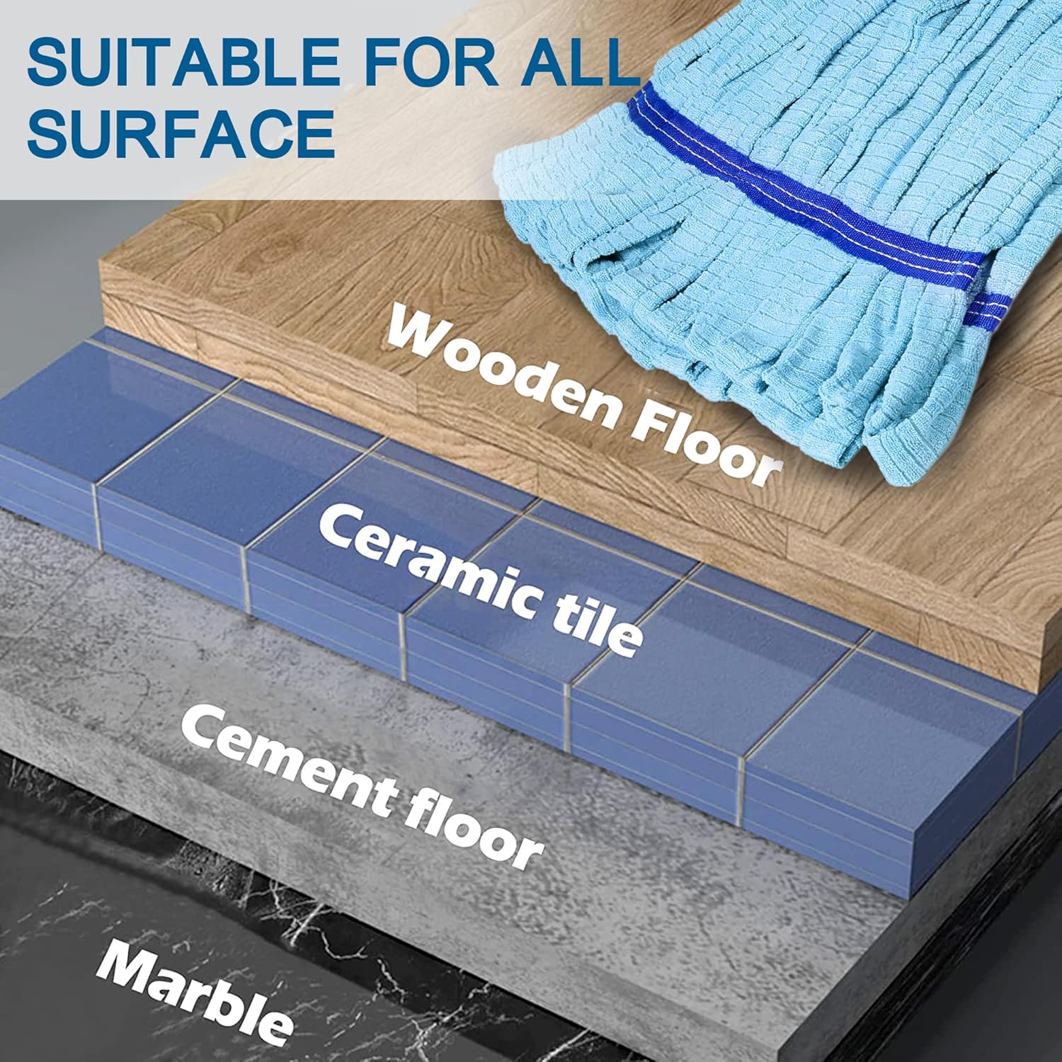 4 Pack Heavy Duty Microfiber Mop Refill - Extra Absorbent Durable