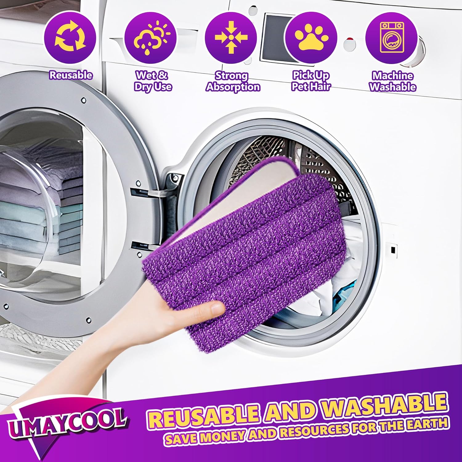 Reusable Mop Pads Refills for Swiffer WetJet 6 Pack