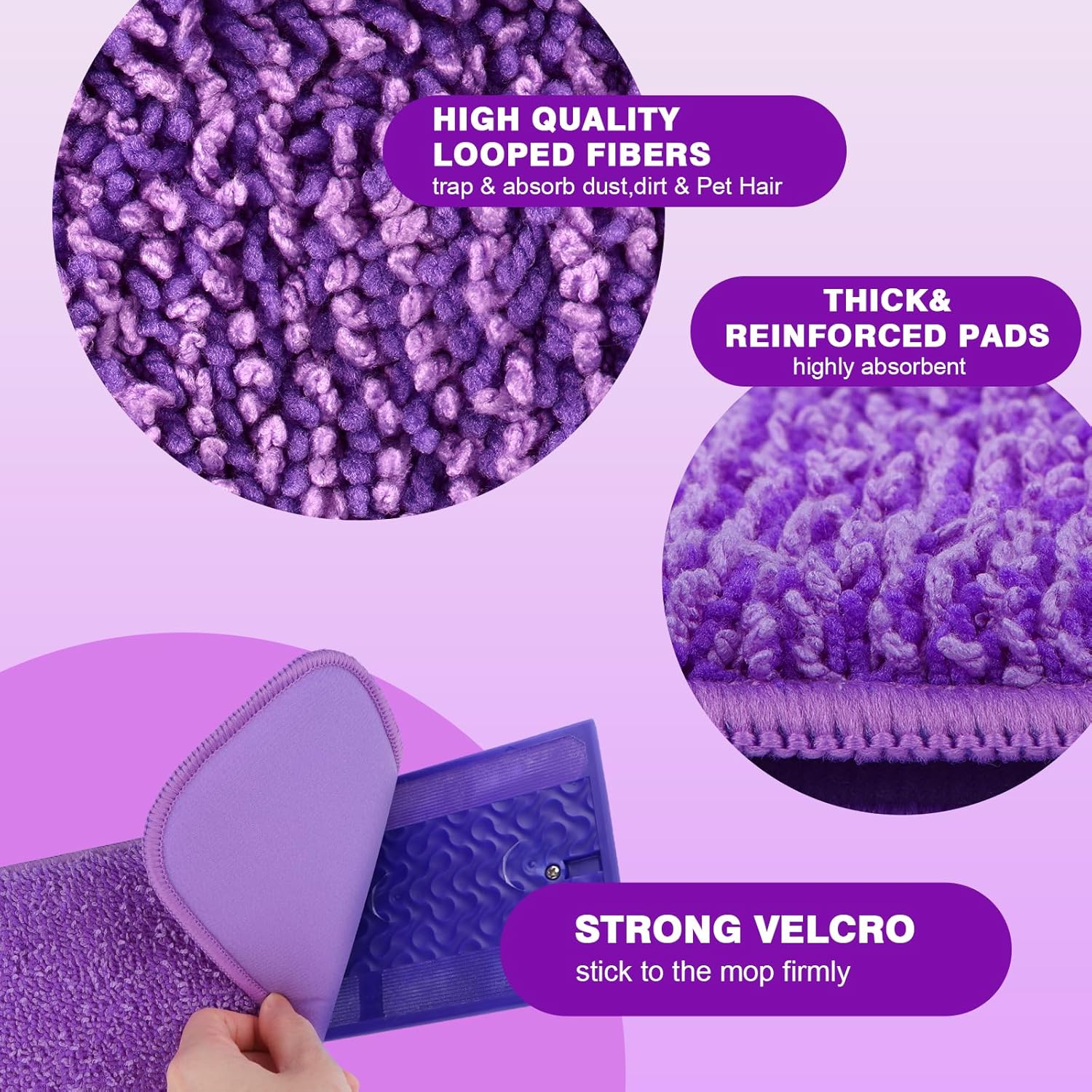 HOMEXCEL Reusable Microfiber Mop Pads for Swiffer PowerMop