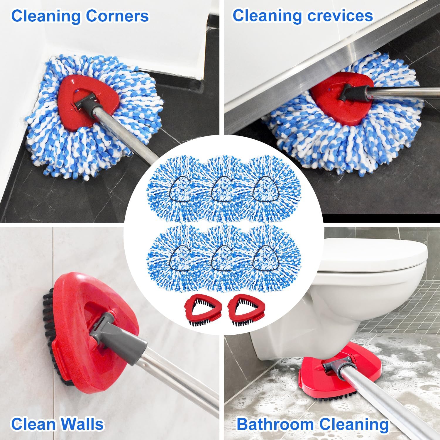GFRED Spin Mop Refill Scrub Brush Replacement Heads for O Cedar RinseClean