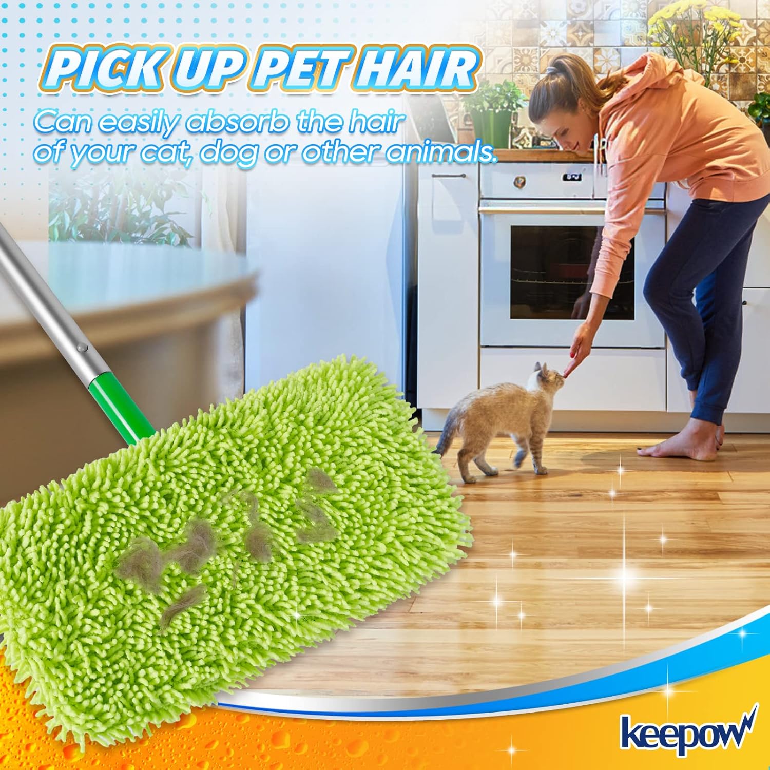 KEEPOW Reusable Mop Pads 4 Pack for Swiffer Sweeper