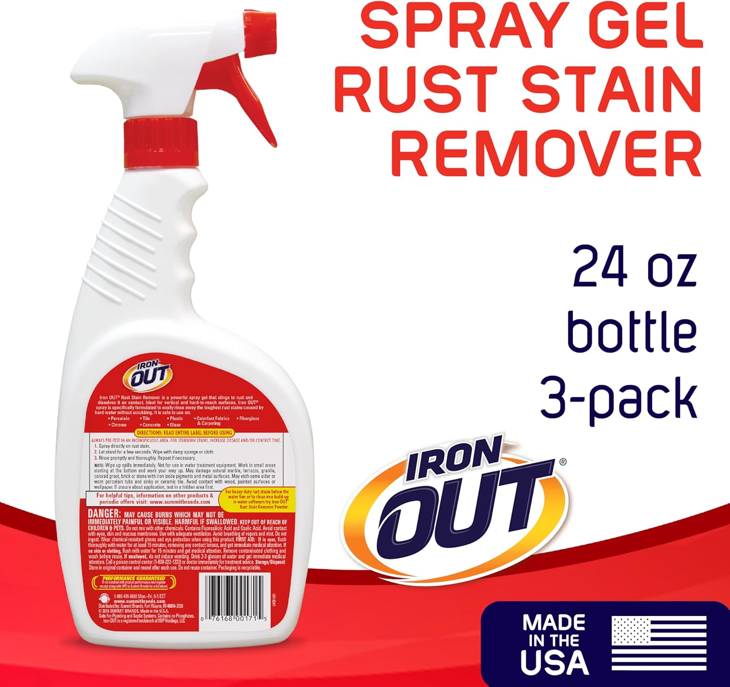 IRON OUT Rust Stain Remover Spray Gel 3-Pack