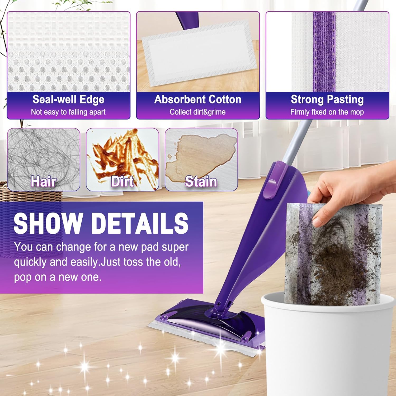 60 Pack Mopping Pad Refill for Swiffer WetJet Mop