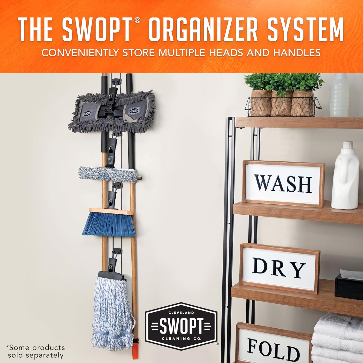 SWOPT Premium Multi-Surface Angle Broom with Cotton Mop and EVA Handles