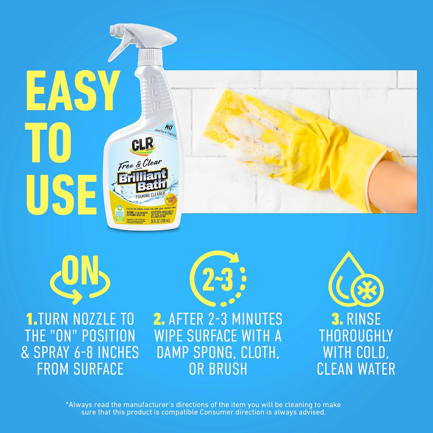 CLR Brilliant Bath Foaming Cleaner 26 Oz Free Clear