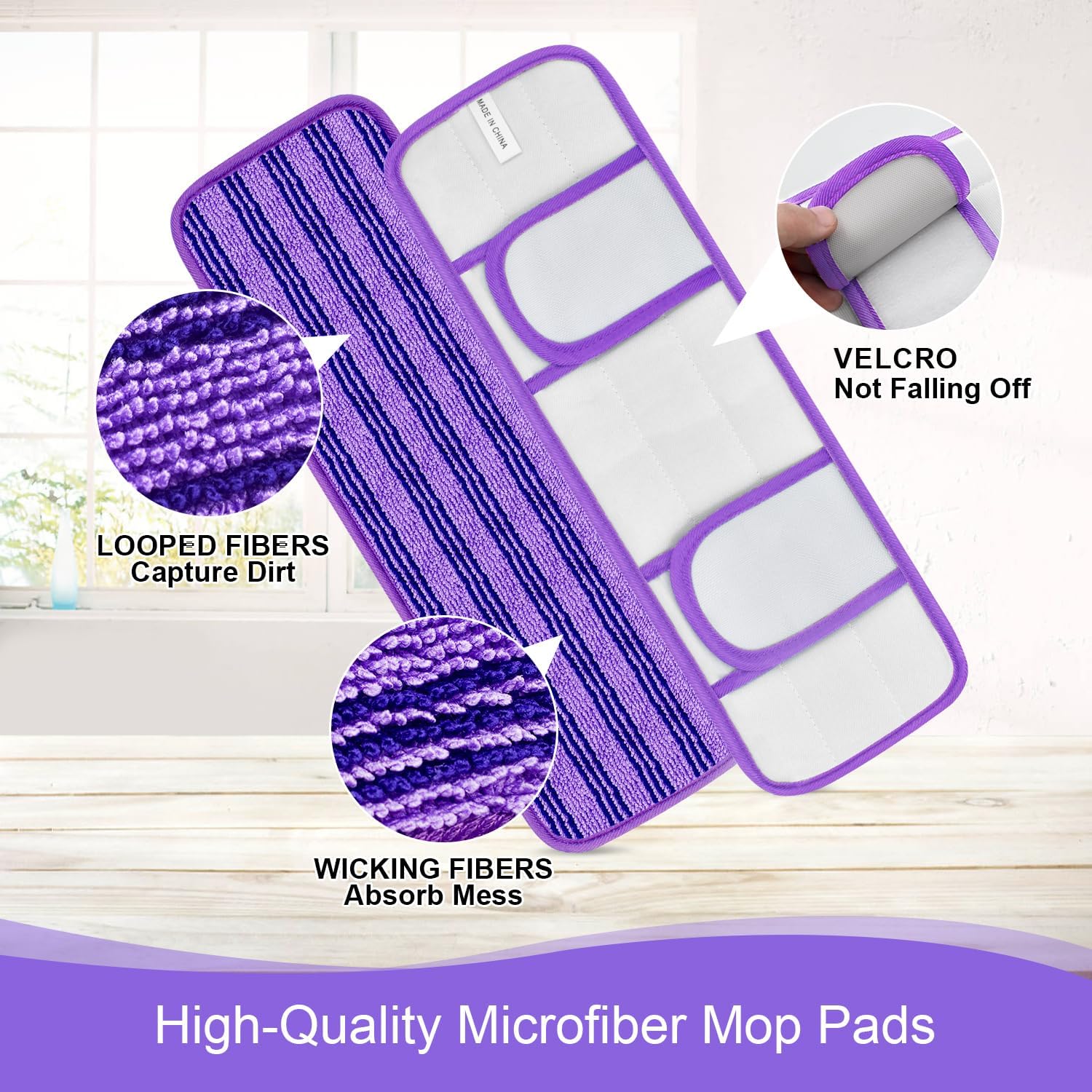 4 Pack Reusable Swiffer PowerMop Pads with Cationic Material 1