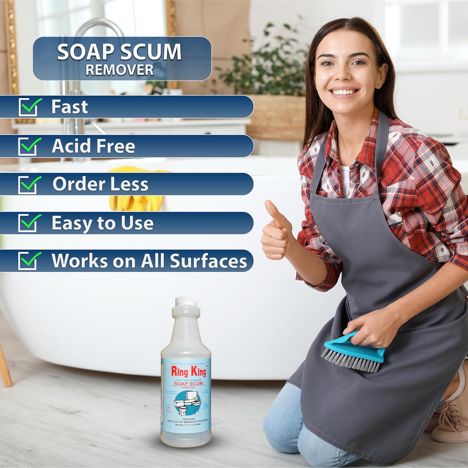 Ring King Toilet Soap Scum Remover 32OZ Multi-Surface
