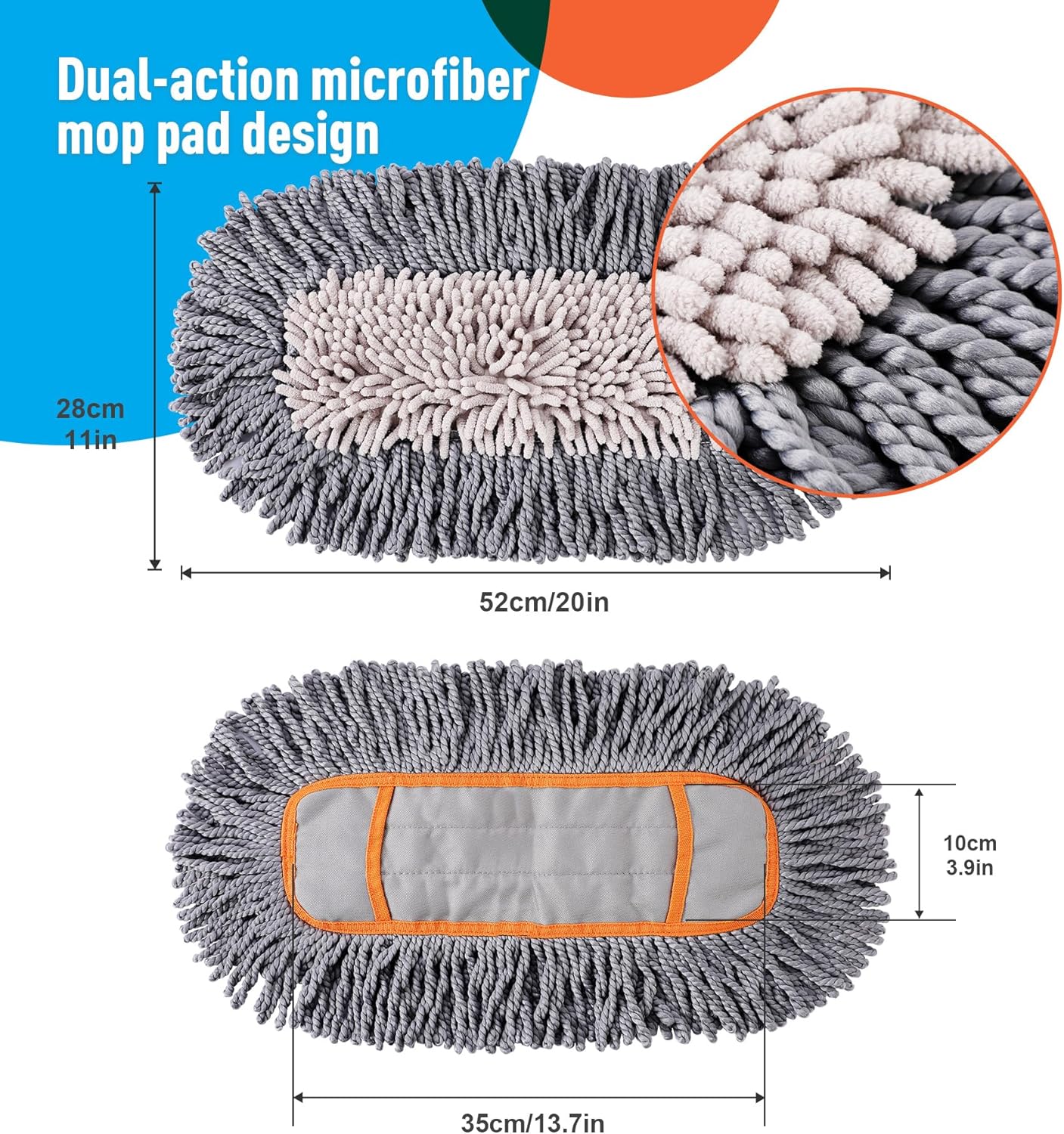 CLEANHOME Microfiber Mop Replacement Pads 3 Packs for Hardwood Tile Floors