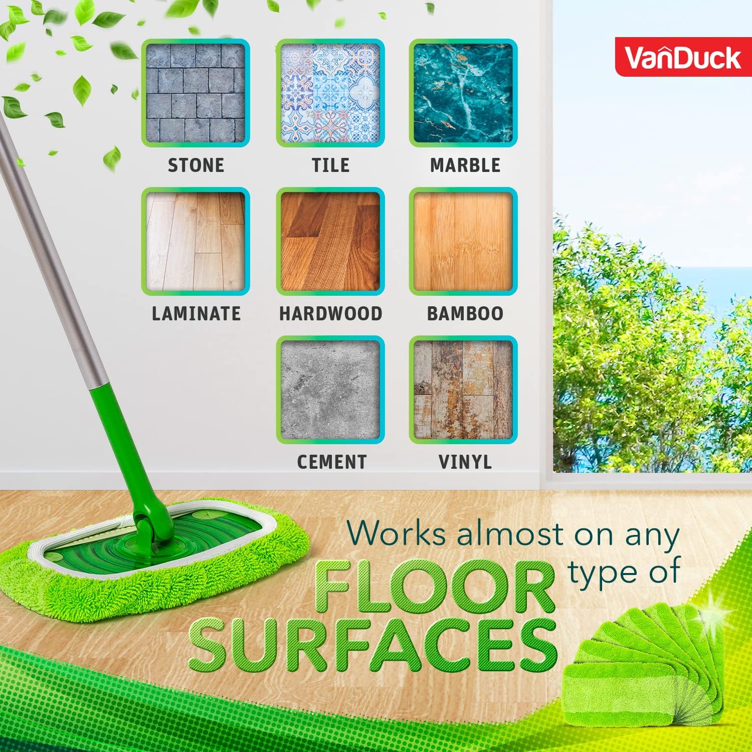 VanDuck Reusable Mop Pads for Swiffer Sweeper 2-Pack - Washable Microfiber