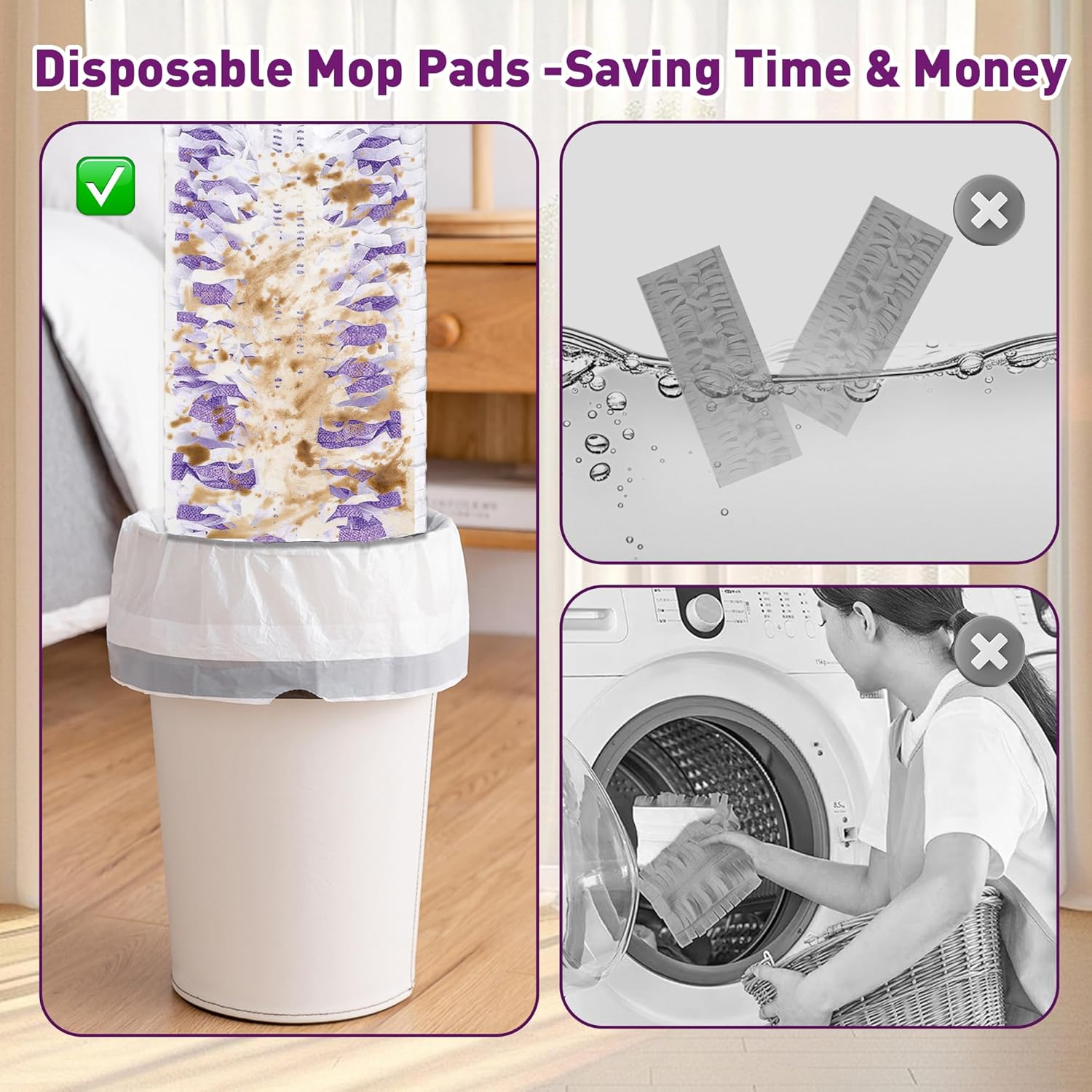 Funtin 40-Pack Disposable Mop Pads for Swiffer Power Mop