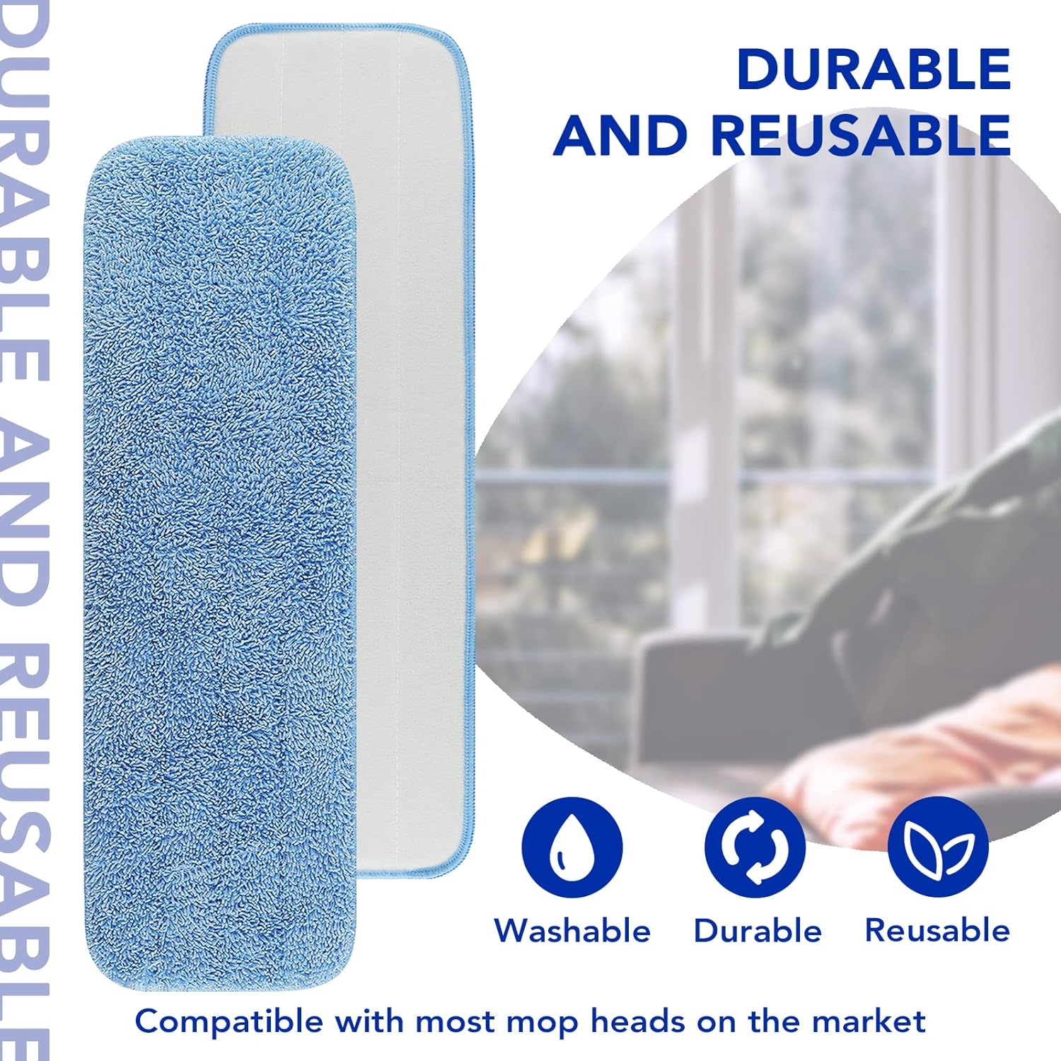 BeiLan Replacement Mop Pads for 17-18 Mops - 10 Pack Reusable