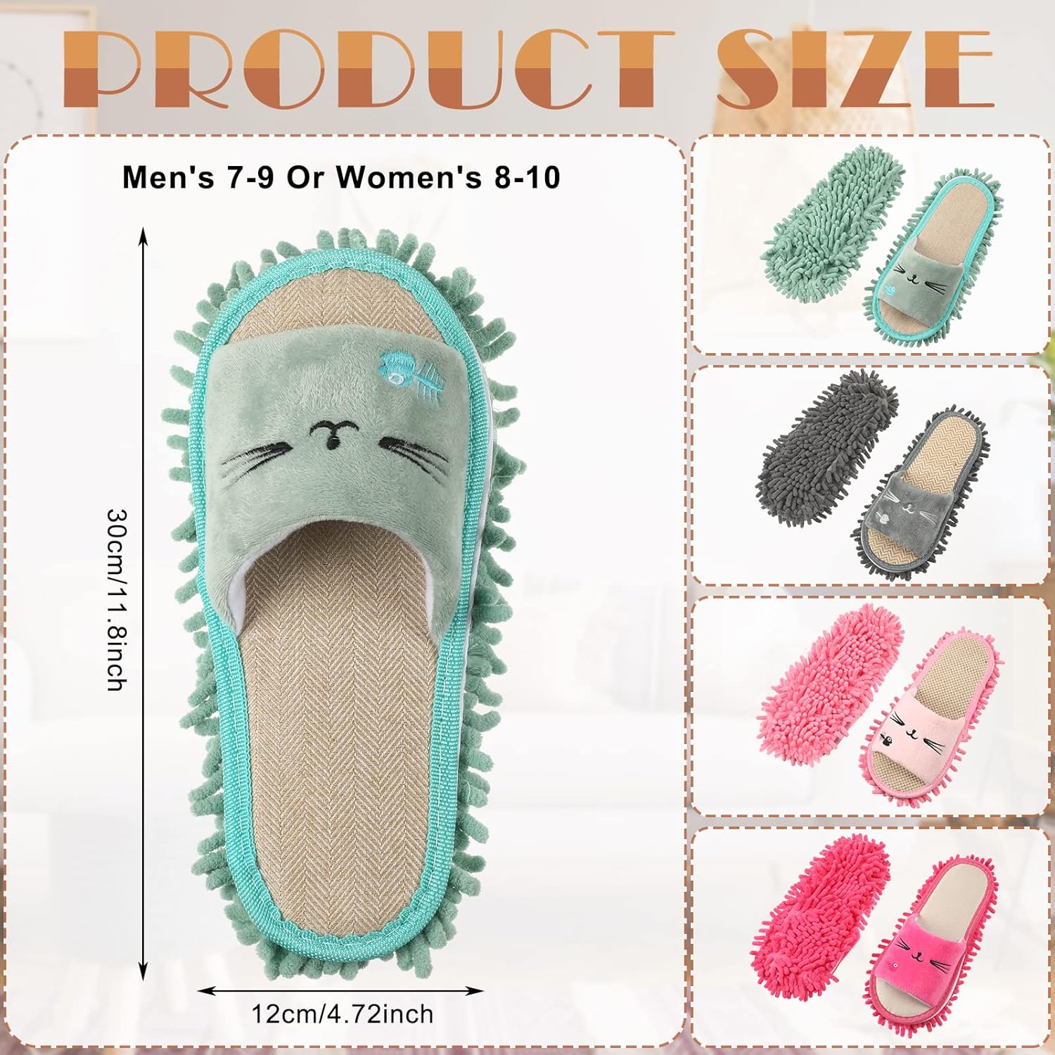 Wesiti 4 Pairs Microfiber Mop Slippers for Women 1