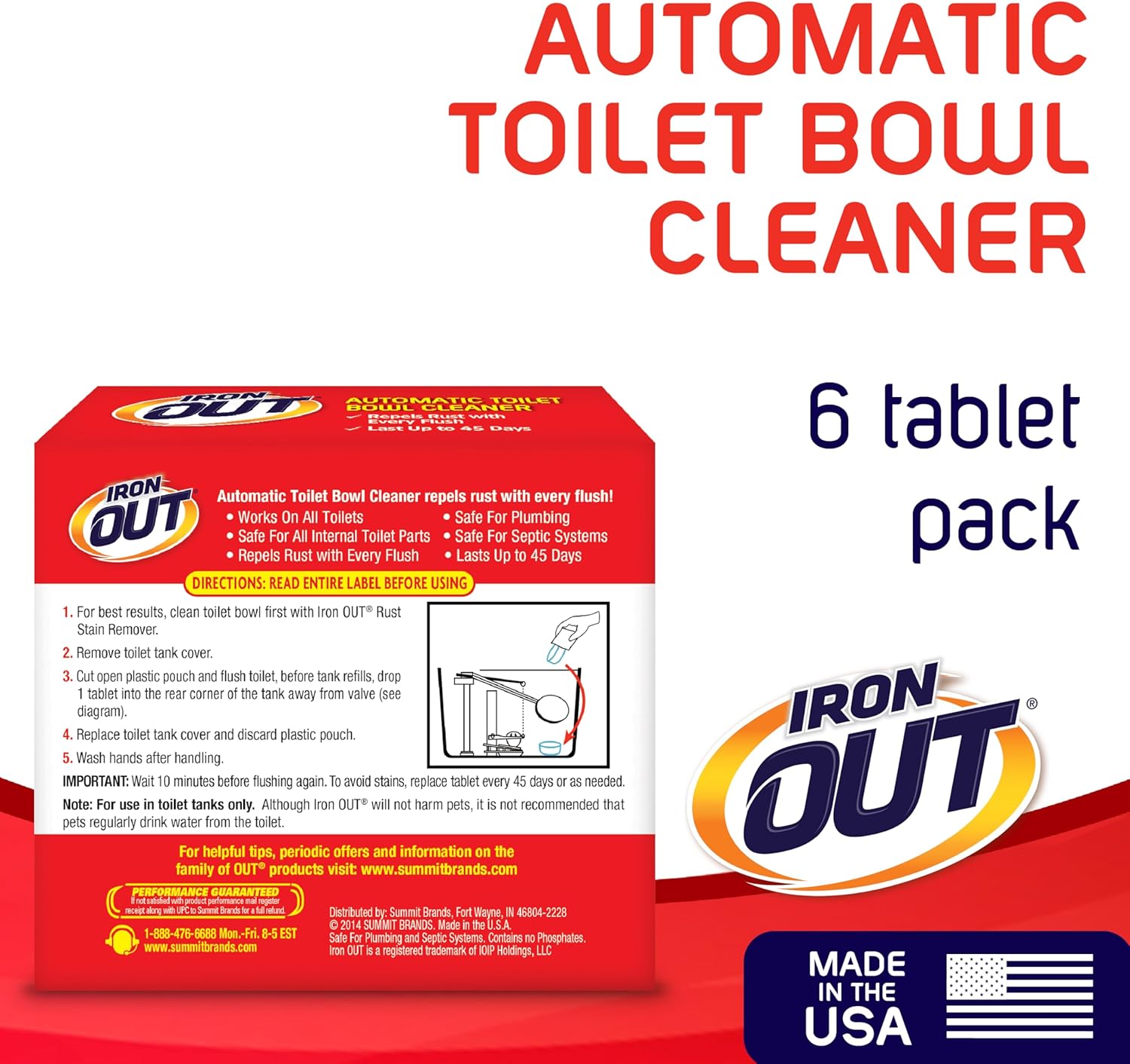 IRON OUT Automatic Toilet Bowl Cleaner Tablets 45 Days Rust Free