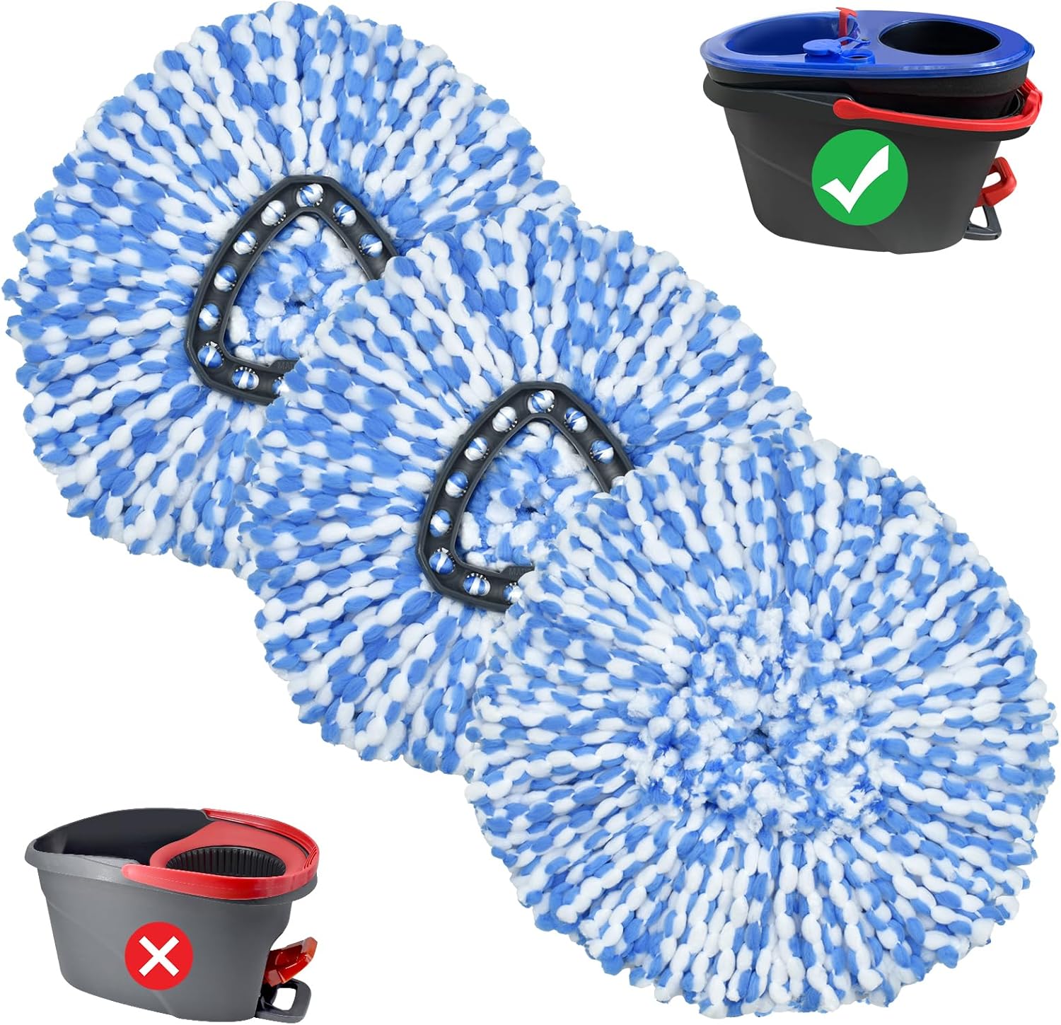 DLAIMI 3 Pack Mop Heads for RinseClean 2-Tank System