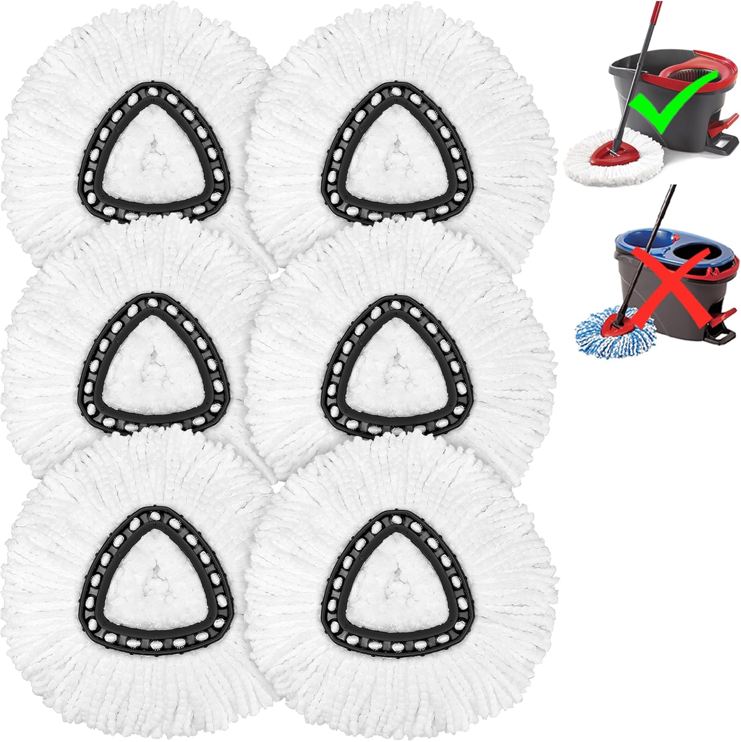 Tidy Monster 6 Pack Mop Replacement Heads for Spin Mop