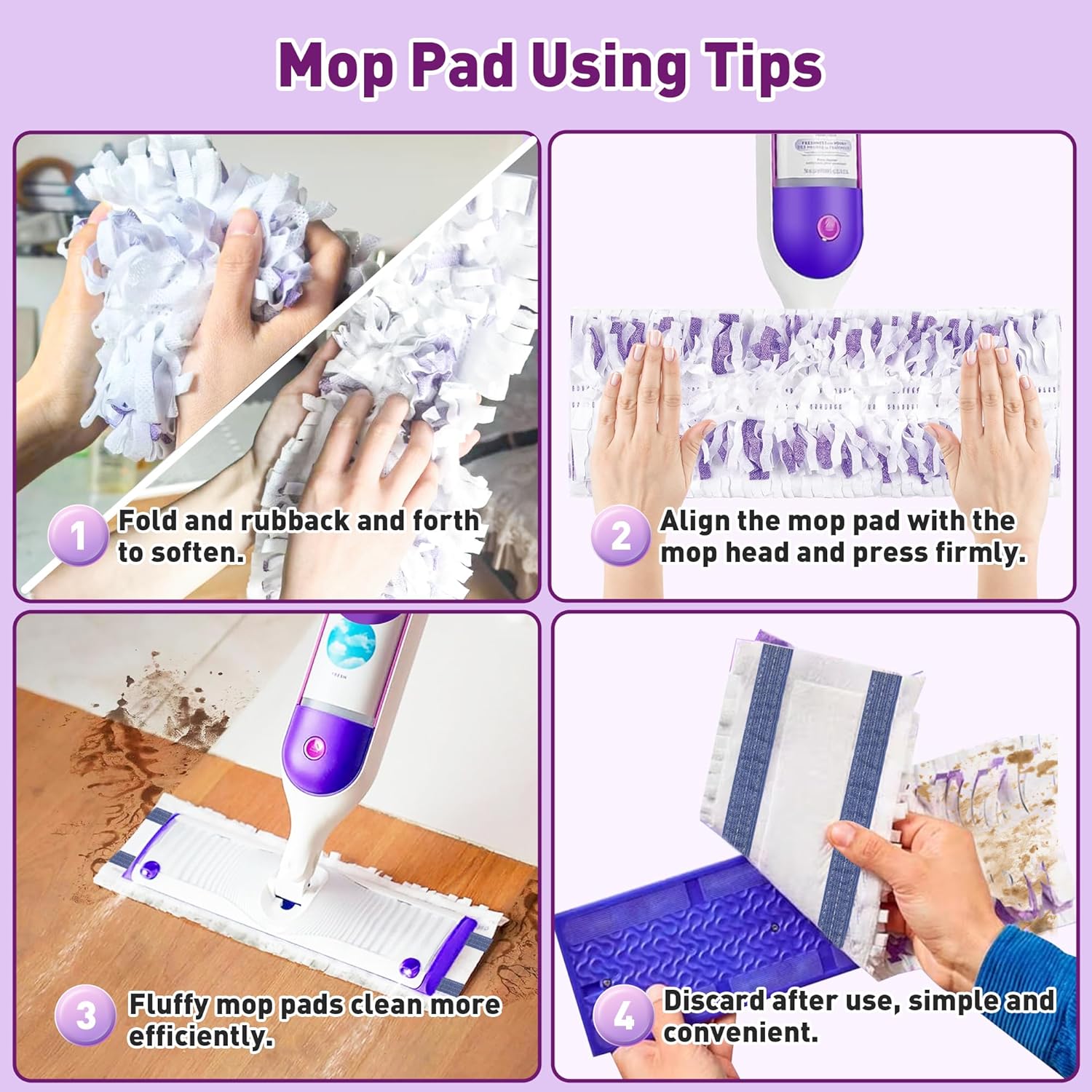 Funtin 40-Pack Disposable Mop Pads for Swiffer Power Mop