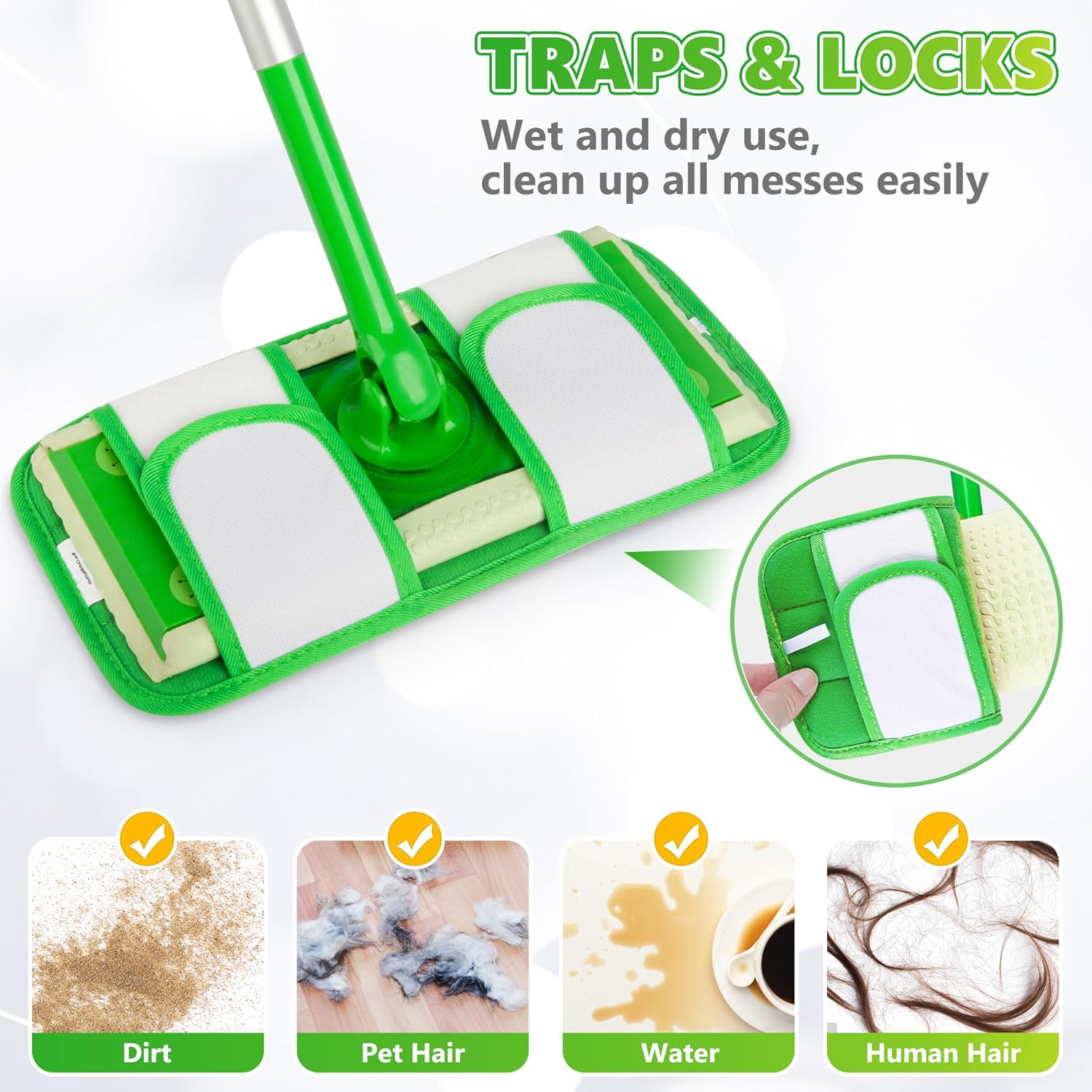 UMAYCOOL Microfiber Mop Pads 4 Pack Wet Dry Reusable