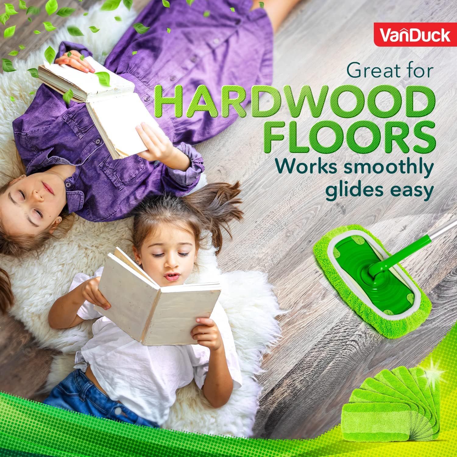 VanDuck Reusable Mop Pads for Swiffer Sweeper 2-Pack - Washable Microfiber