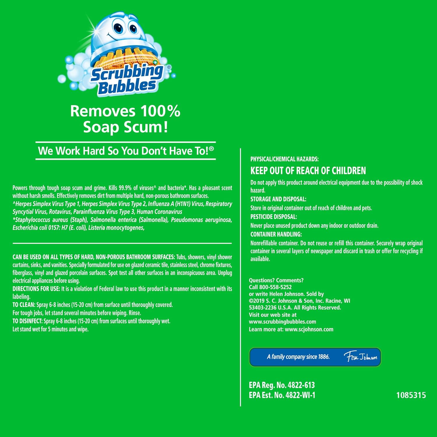 Scrubbing Bubbles Bathroom Grime Fighter Floral Fusion Scent 32 oz