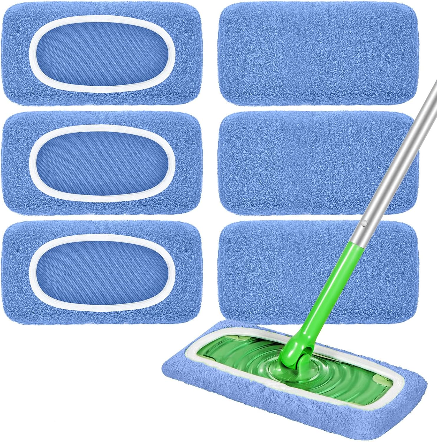 Loveco Reusable Mop Pads for Swiffer Mop - 6 Pack Blue