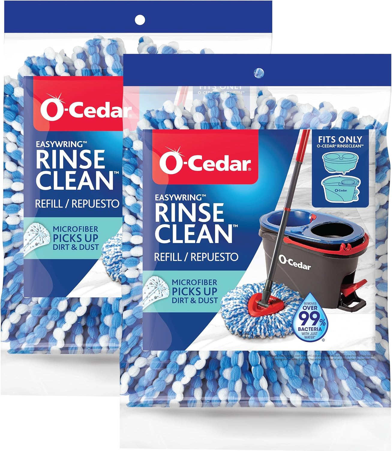 O-Cedar RinseClean Spin Mop Microfiber Refill Pack of 2