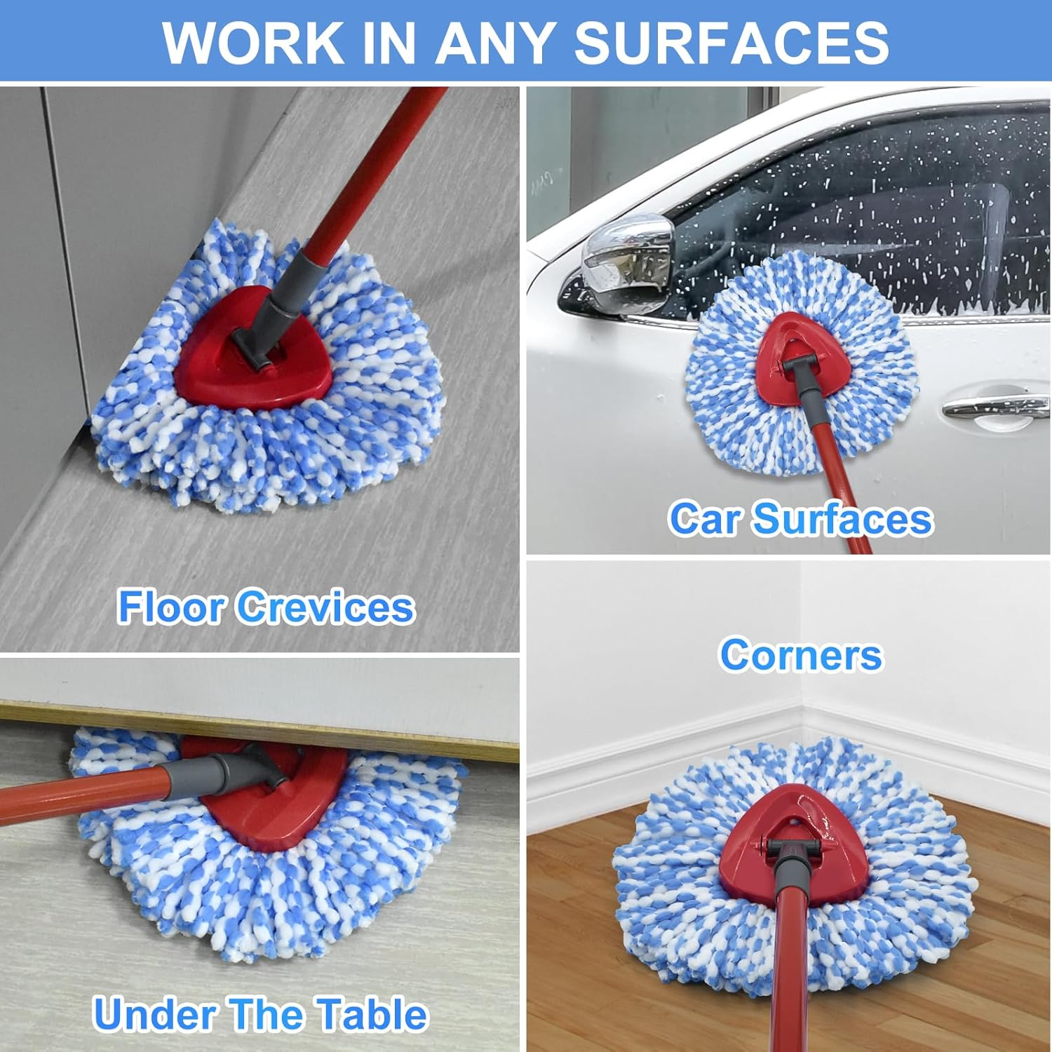 DLAIMI Spin Mop Replacement Heads Combo Set