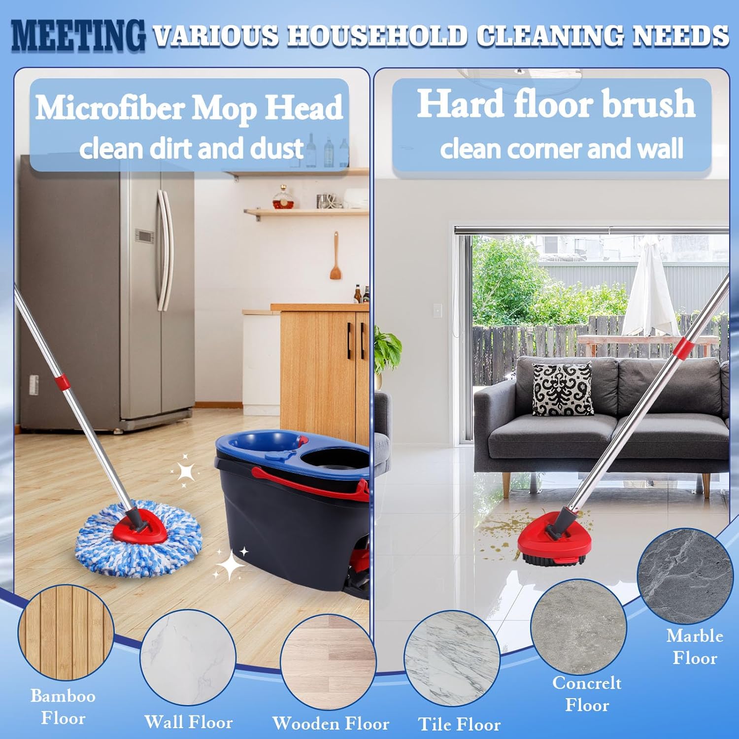 6 Pack Mop Replacement Heads for Oceda RinseClean 2-Tank System