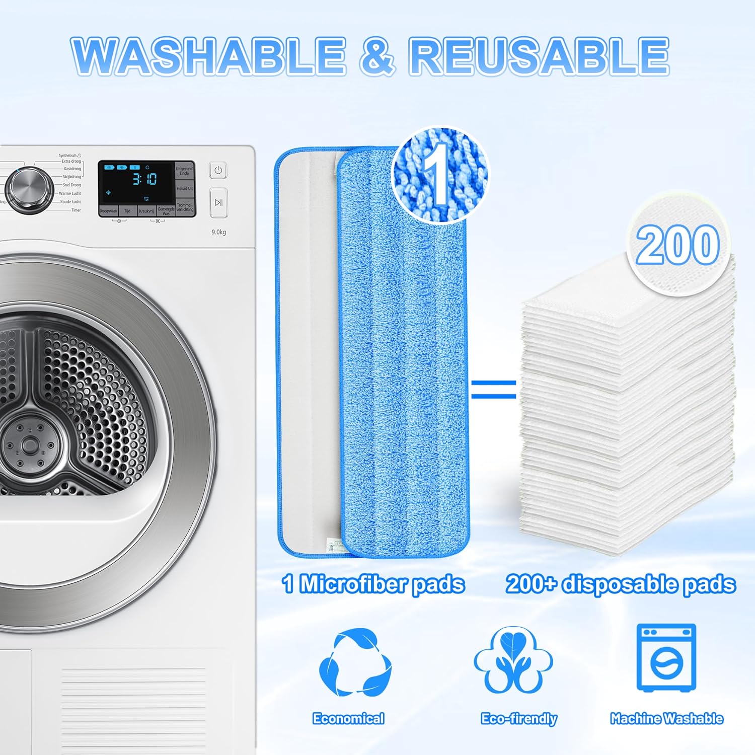 8 Pack Reusable Mop Pads for Swiffer PowerMop