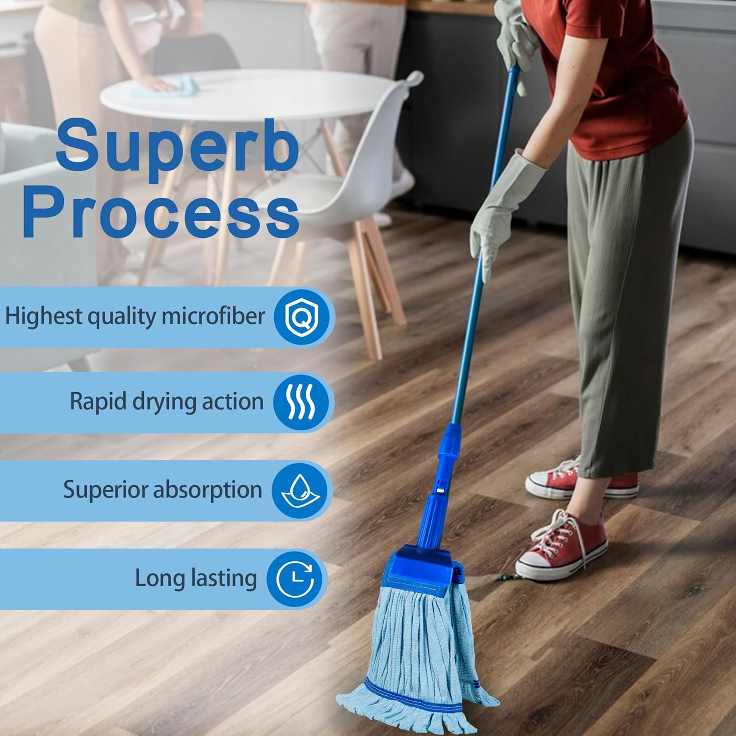 4 Pack Heavy Duty Microfiber Mop Refill - Extra Absorbent Durable