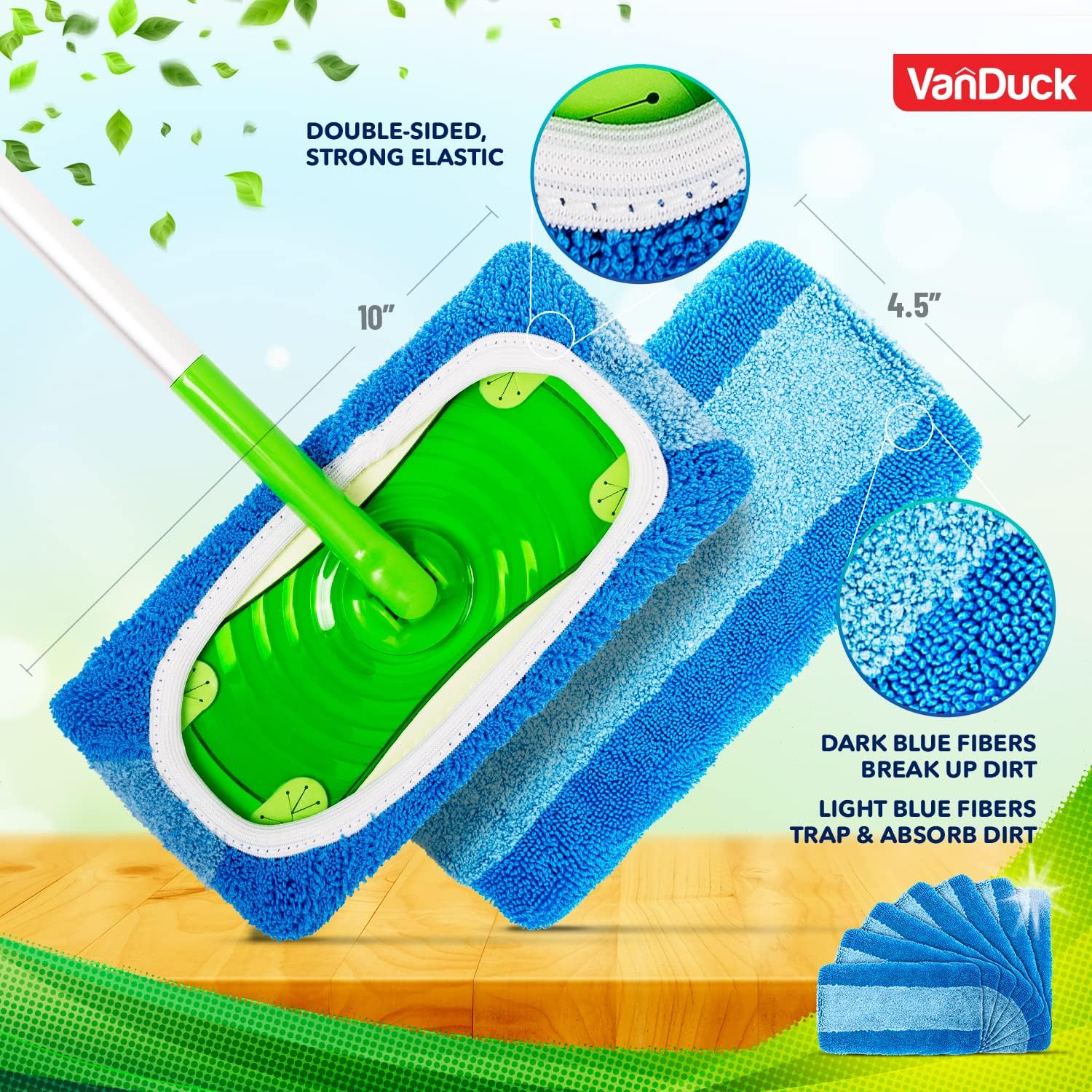 VanDuck Reusable Pet Mop Pads 4-Pack - Heavy Duty for Swiffer Sweeper