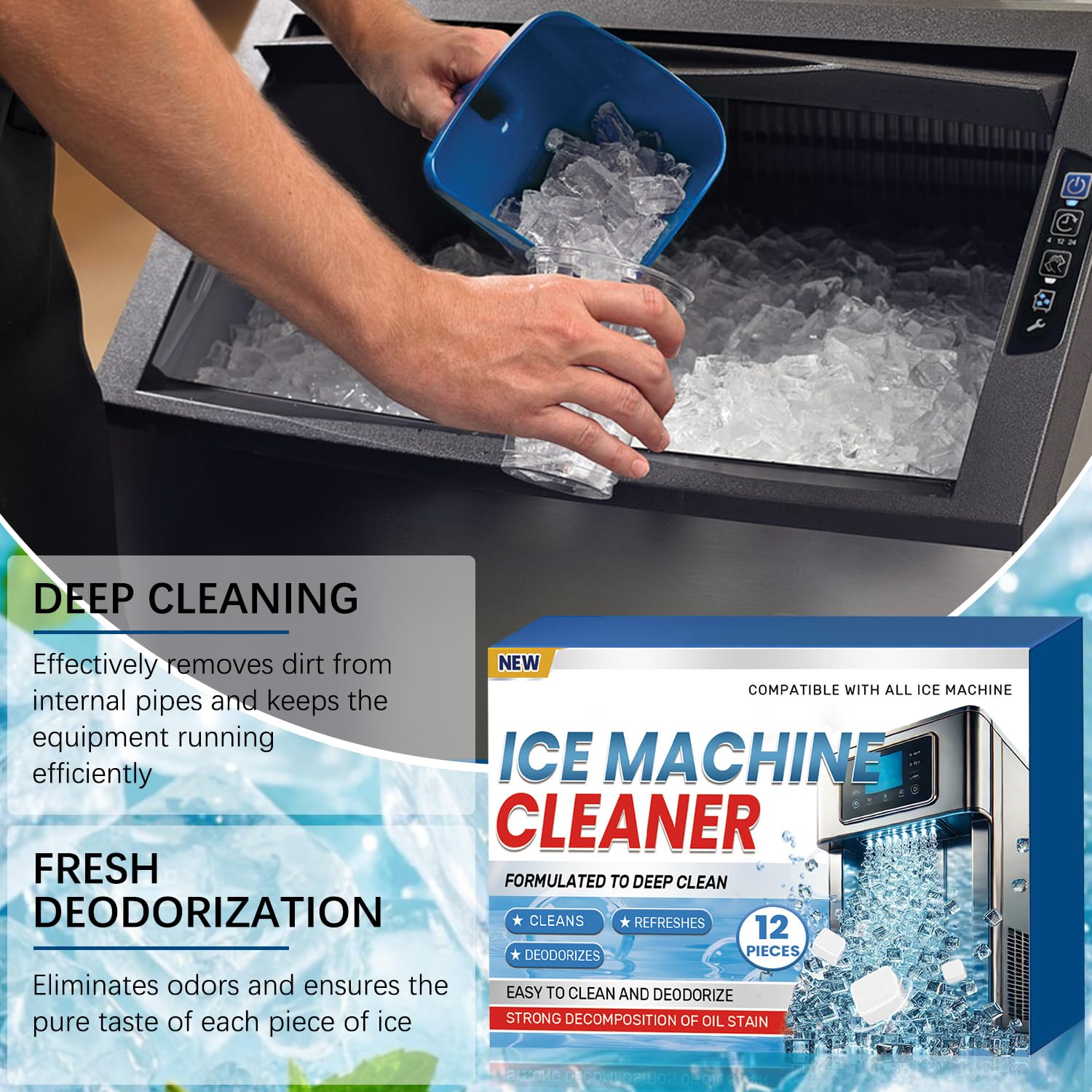 iaredon Ice Machine Cleaner Descaler Tablets 12 Count