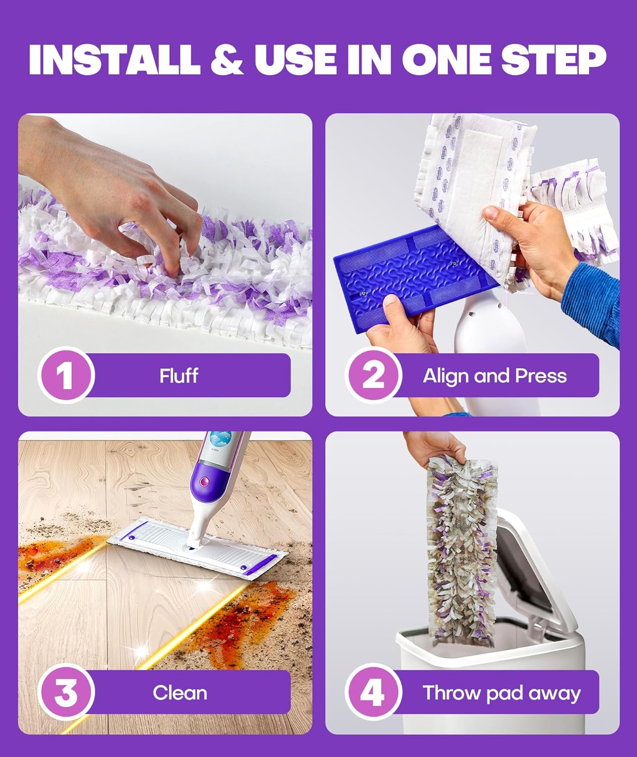 Domudy 5X Cleaning Power Mop Refills for Swiffer