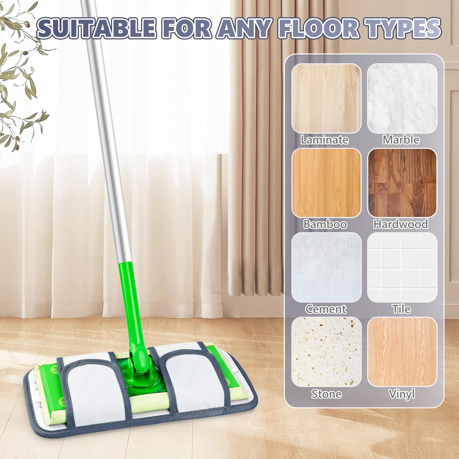 UMAYCOOL Micro Fiber Mop Pads 4 Pack for Swiffer Sweeper