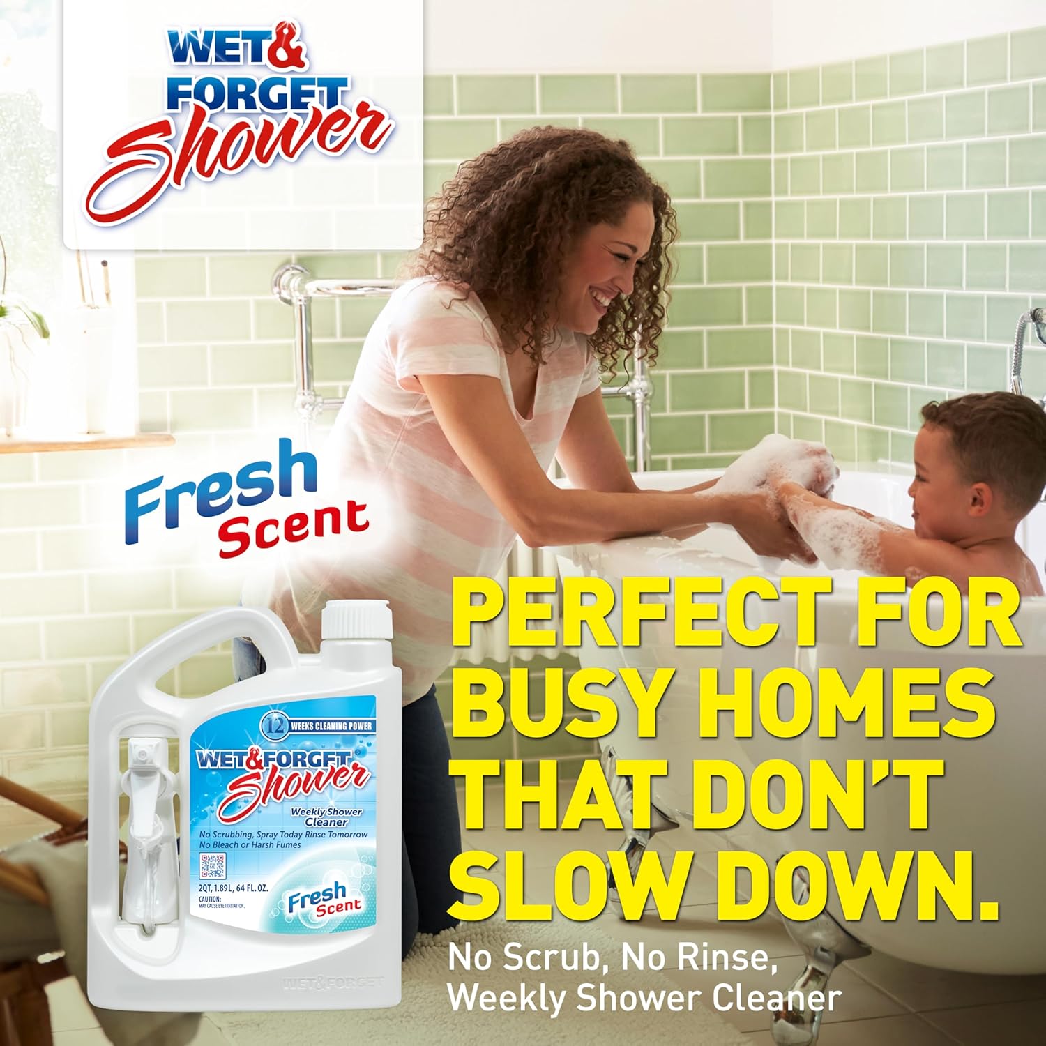 Wet Forget Shower Cleaner Spray 64 Oz No-Scrub Weekly Use