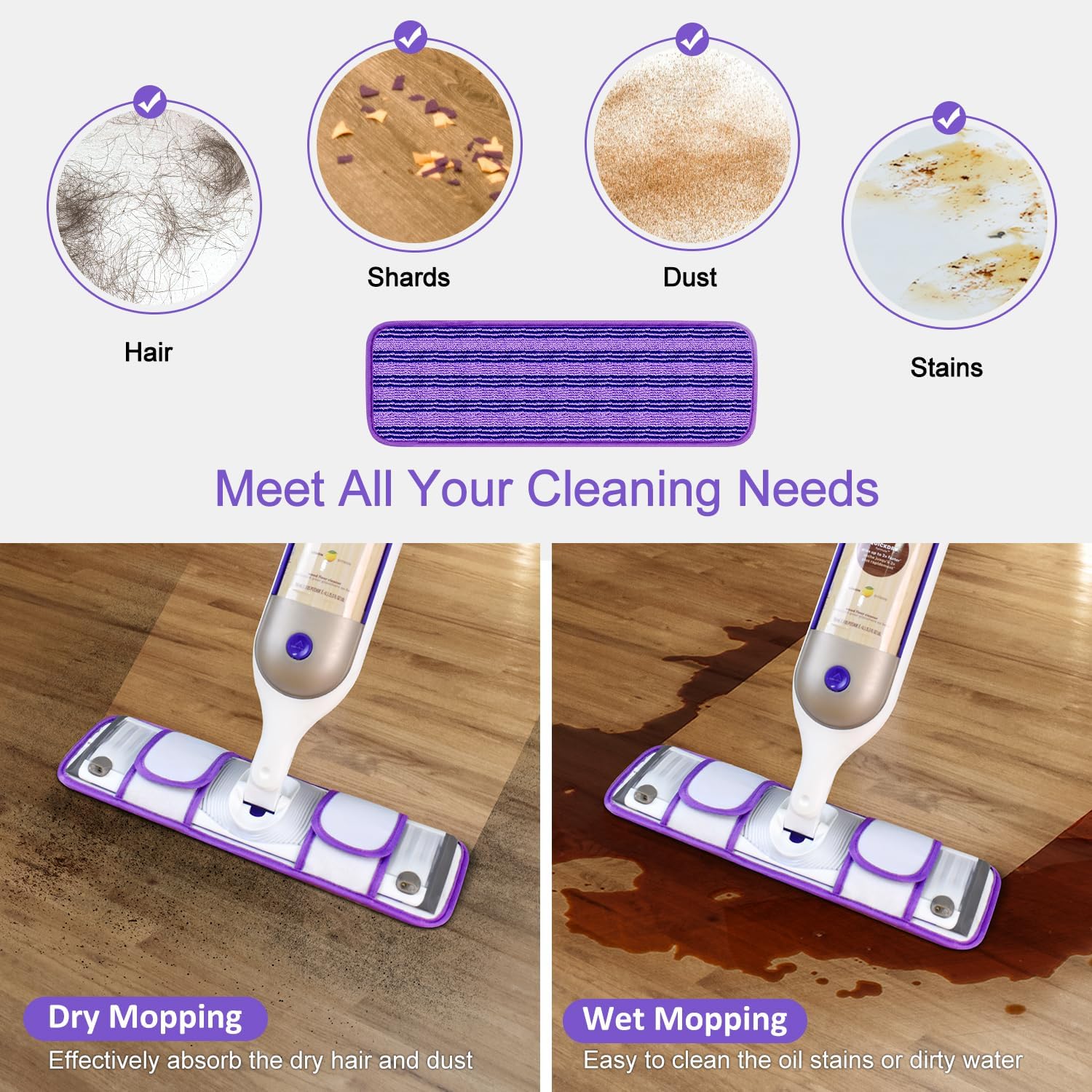 4 Pack Reusable Swiffer PowerMop Pads with Cationic Material 1