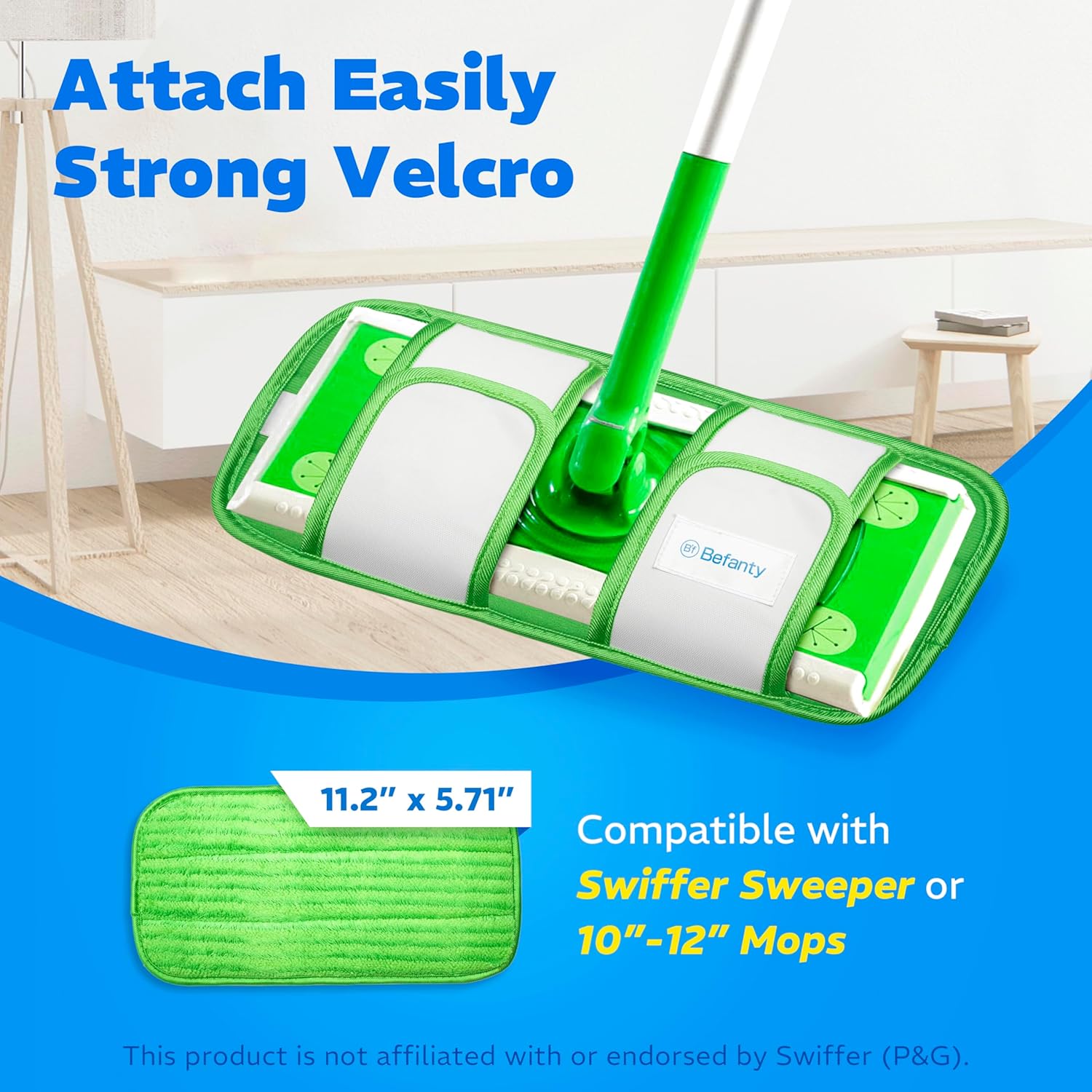 Befanty 4 Pack Reusable Microfiber Mop Pads - 10 to 12