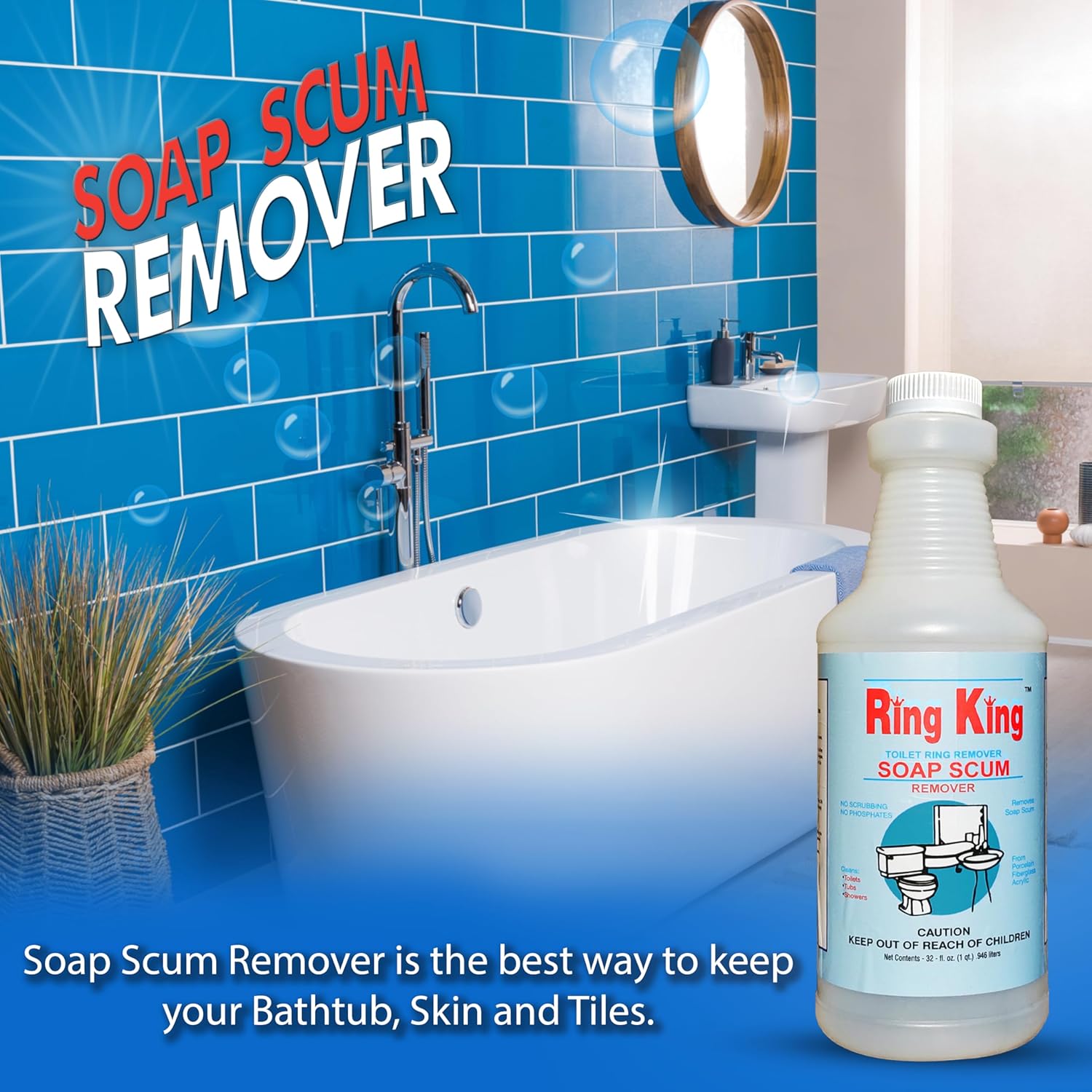 Ring King Toilet Soap Scum Remover 32OZ Multi-Surface