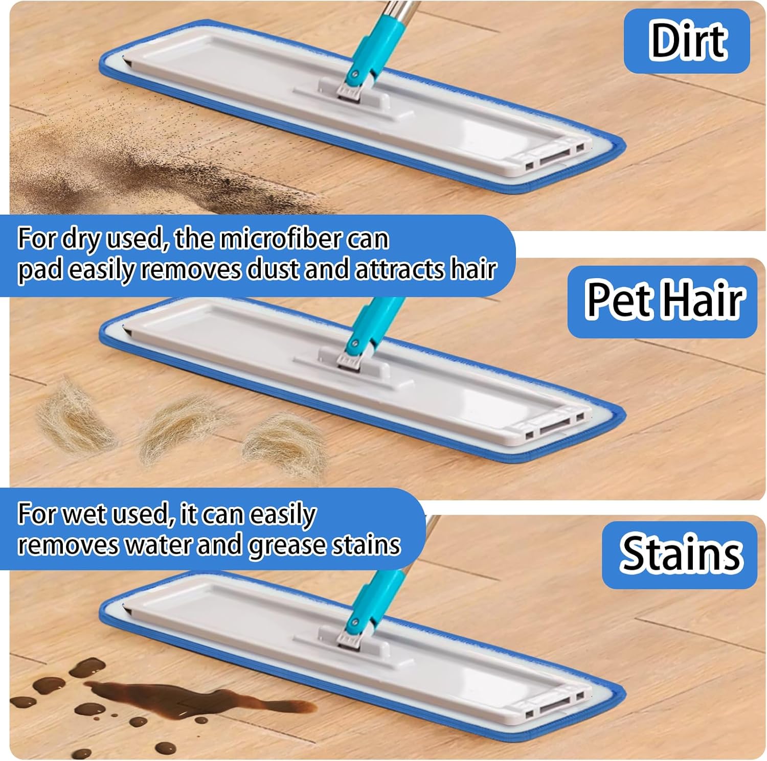 4 PCS Microfiber Mop Pads for Hardwood Floors