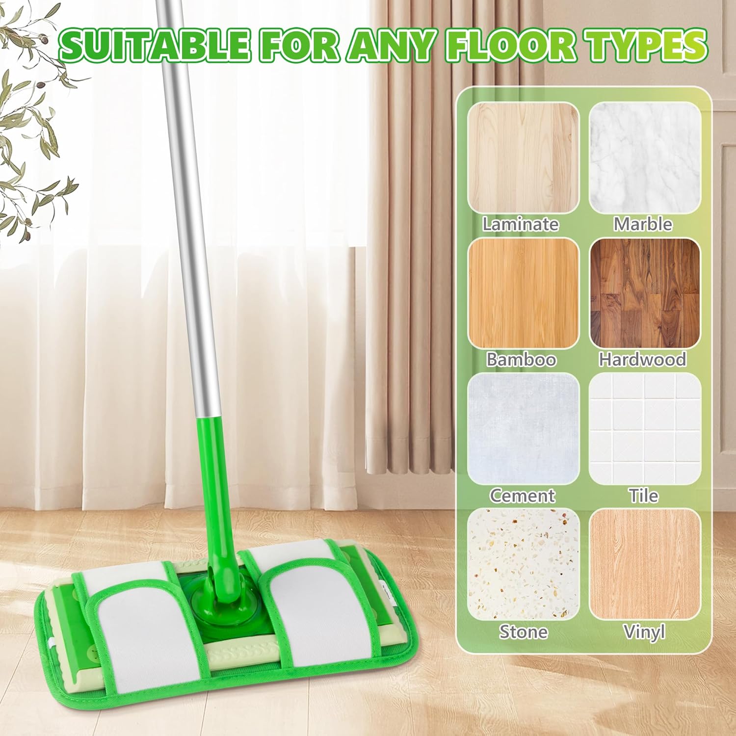 UMAYCOOL Microfiber Mop Pads 4 Pack Wet Dry Reusable
