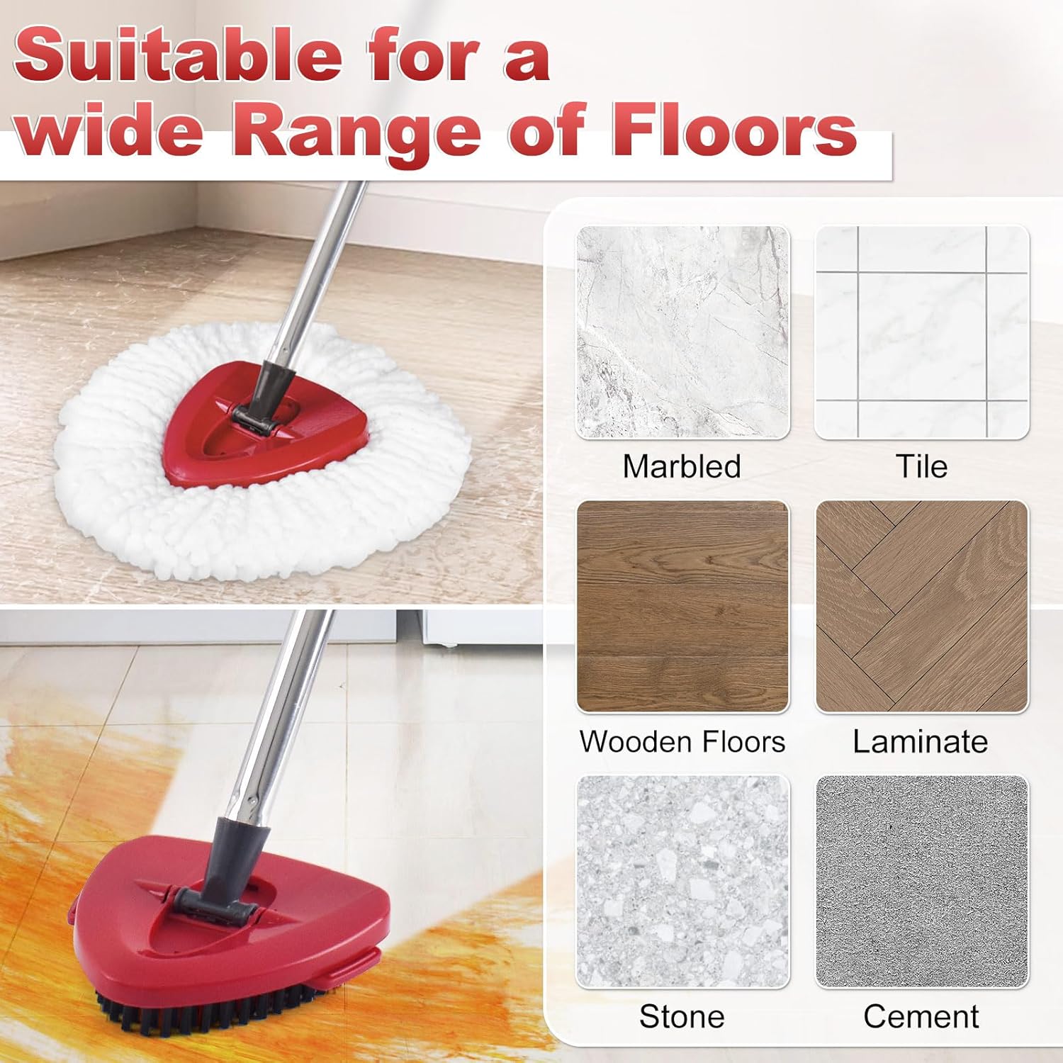 DLAIMI Spin Mop Replacement Set for Ocedar EasyWring 1-Tank System