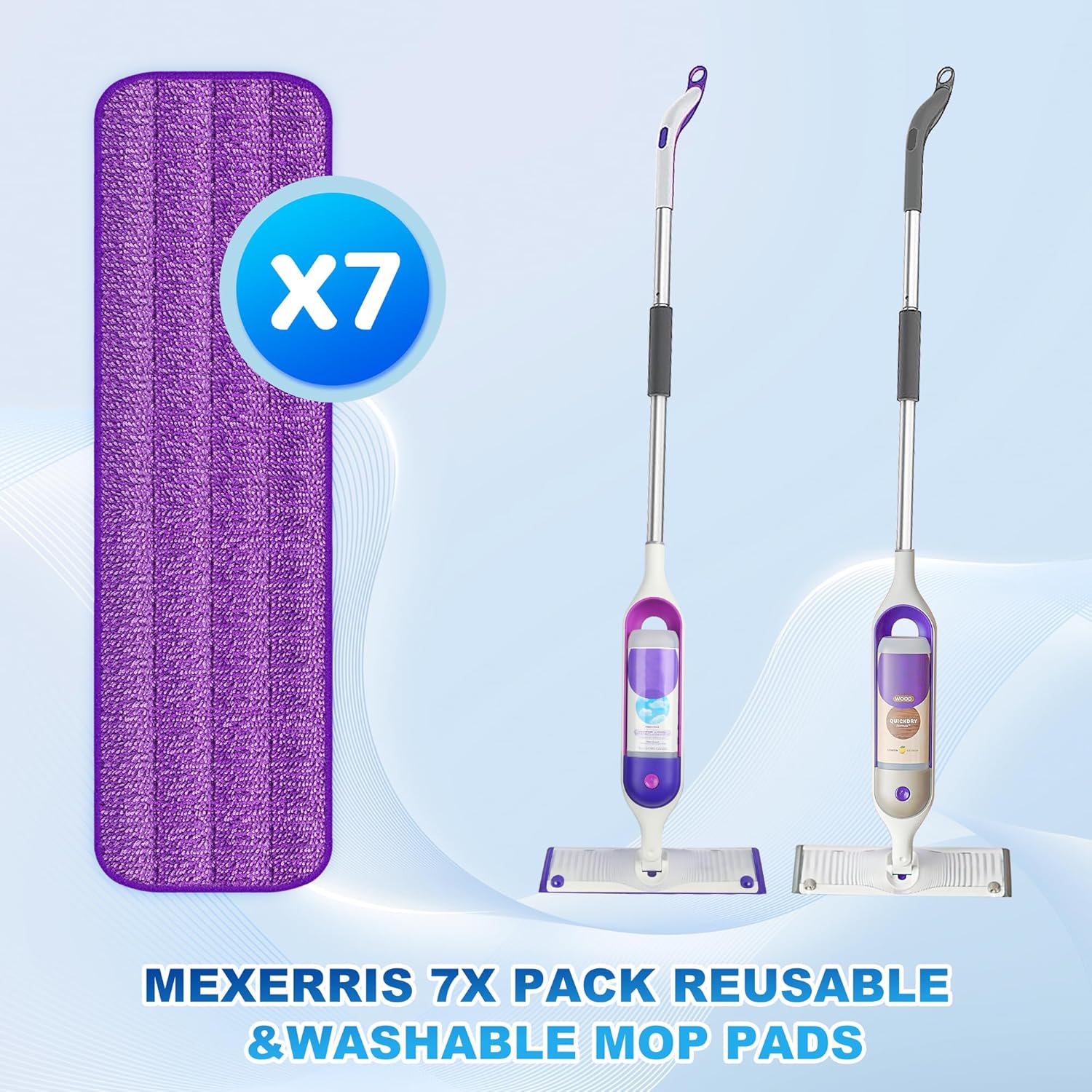7 Reusable Mop Pads for Swiffer PowerMop - MEXERRIS Microfiber Refills