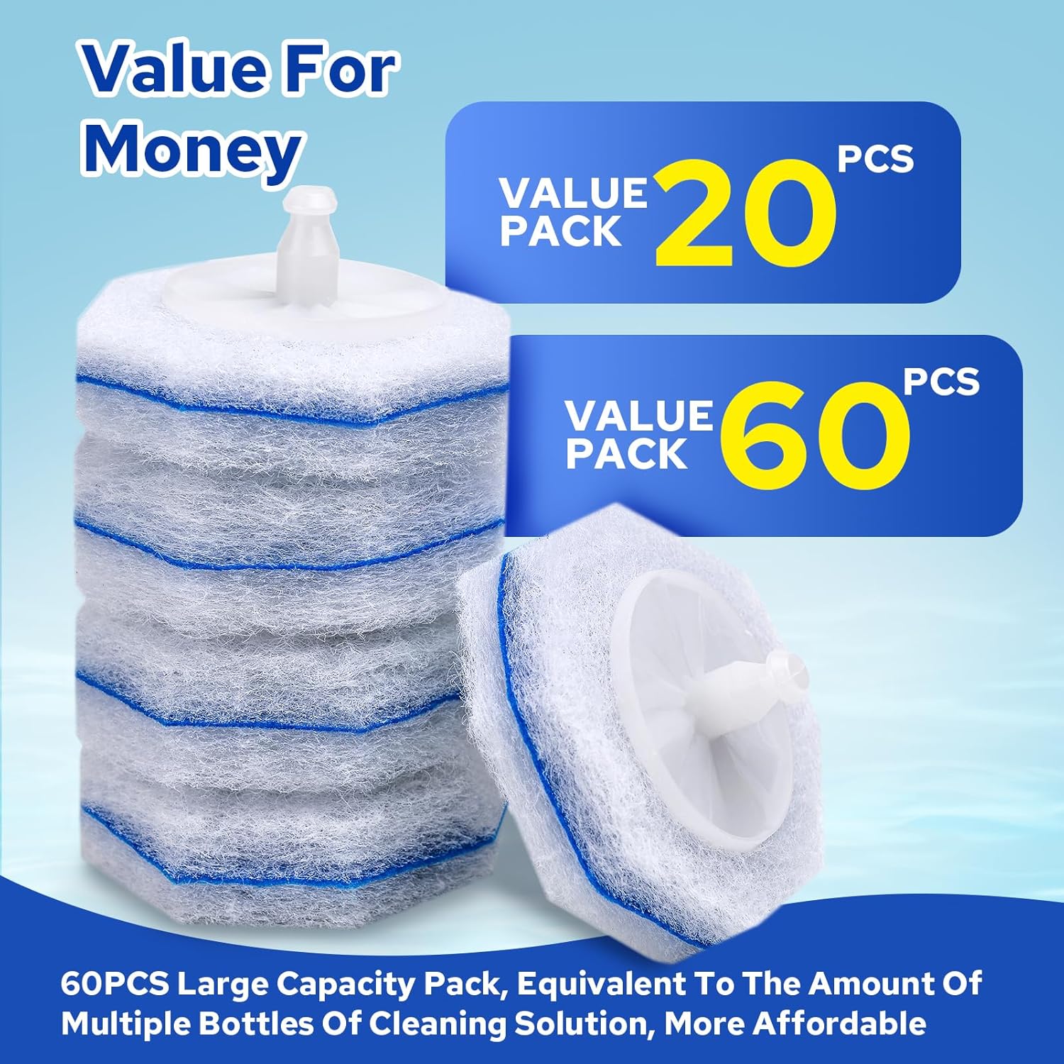 Cecailin 60pcs Disposable Toilet Brush with Cleaner 1