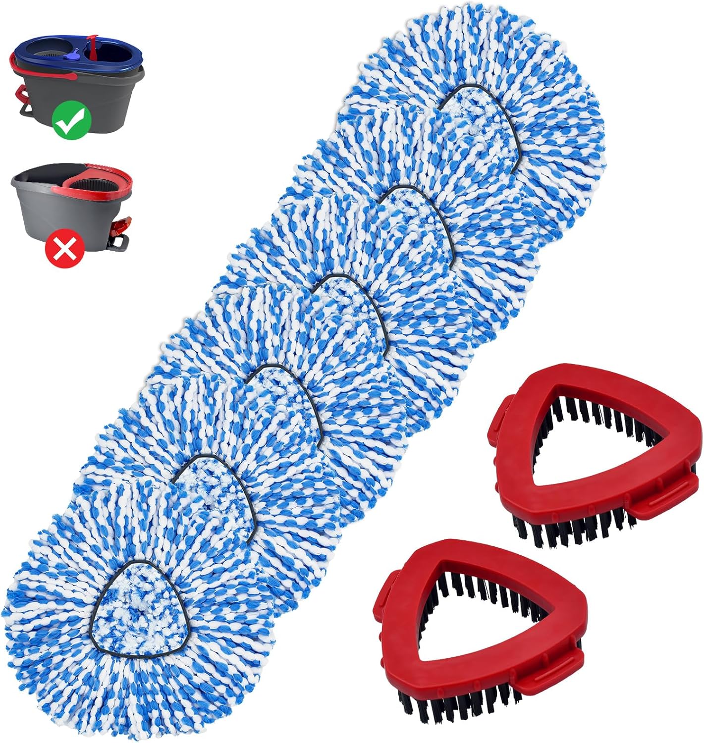 GFRED Spin Mop Refill Scrub Brush Replacement Heads for O Cedar RinseClean