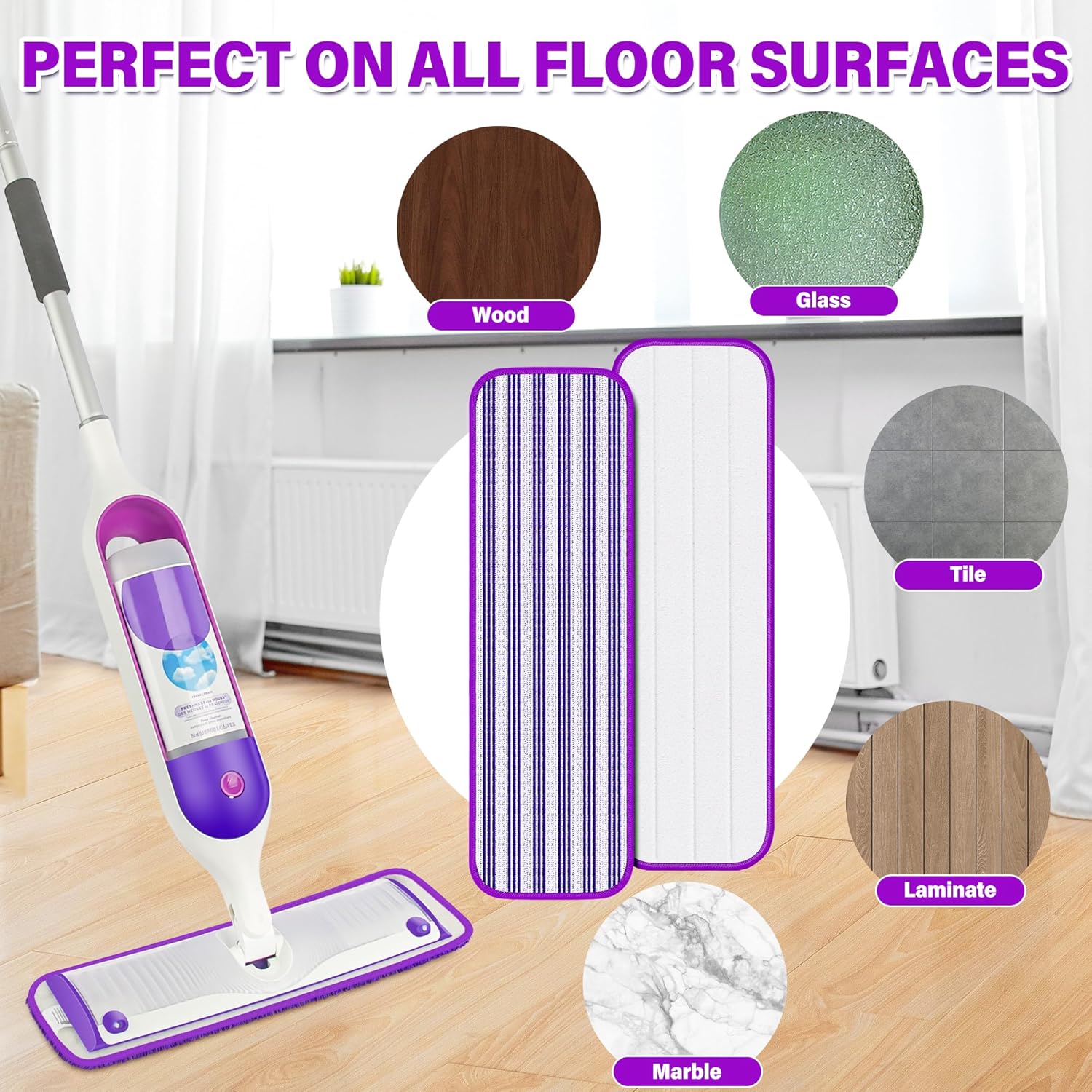 FORSPEEDER 6 Pack Reusable Mop Pads for Swiffer PowerMop 1