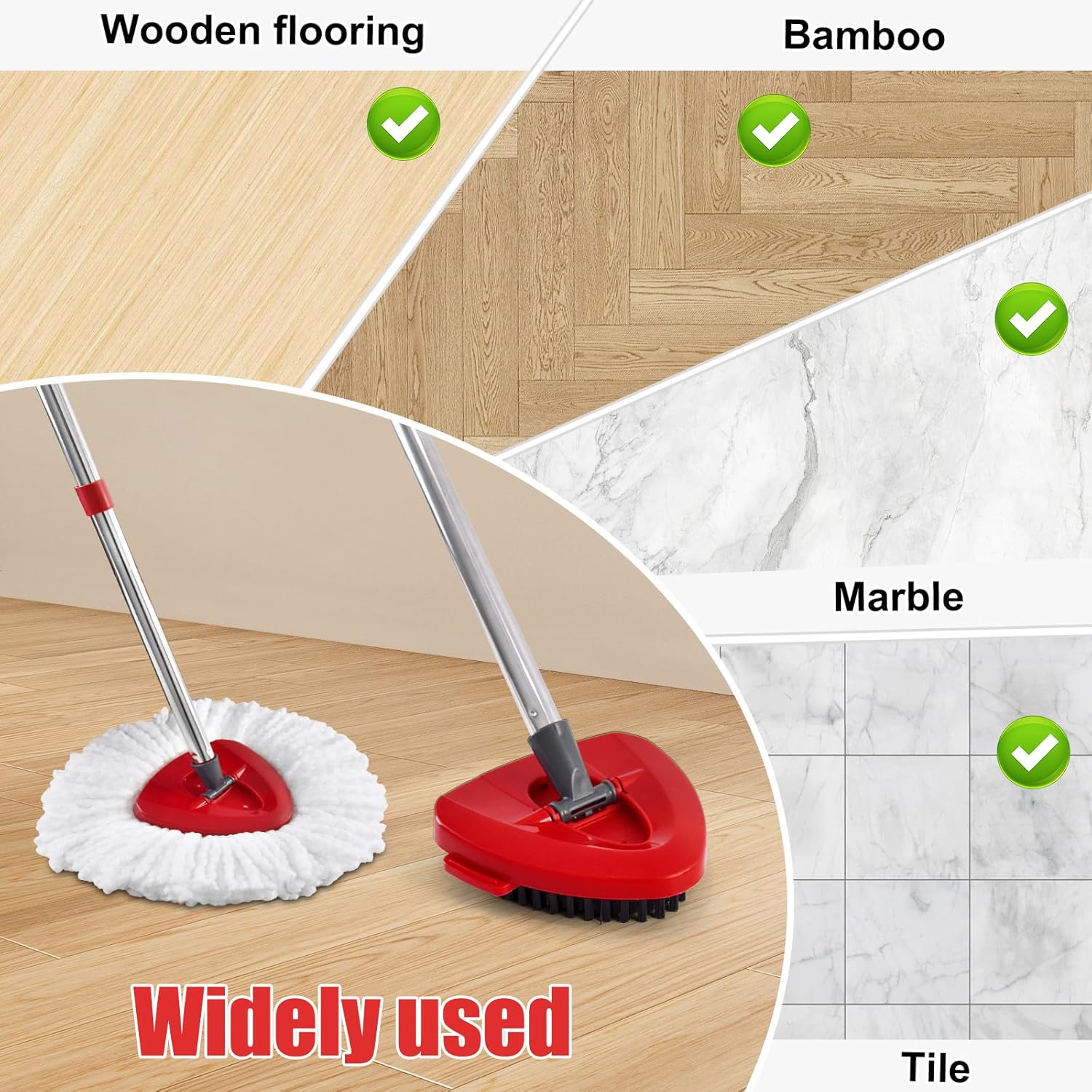 Aruihm Spin Mop Replacement Handle 2 Pack