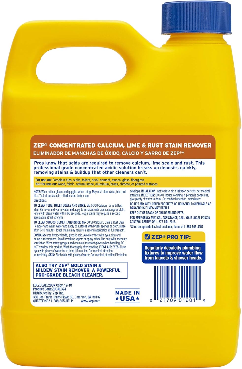 Zep Enforcer ZUCAL32 32-Ounce Calcium Lime Rust Remover